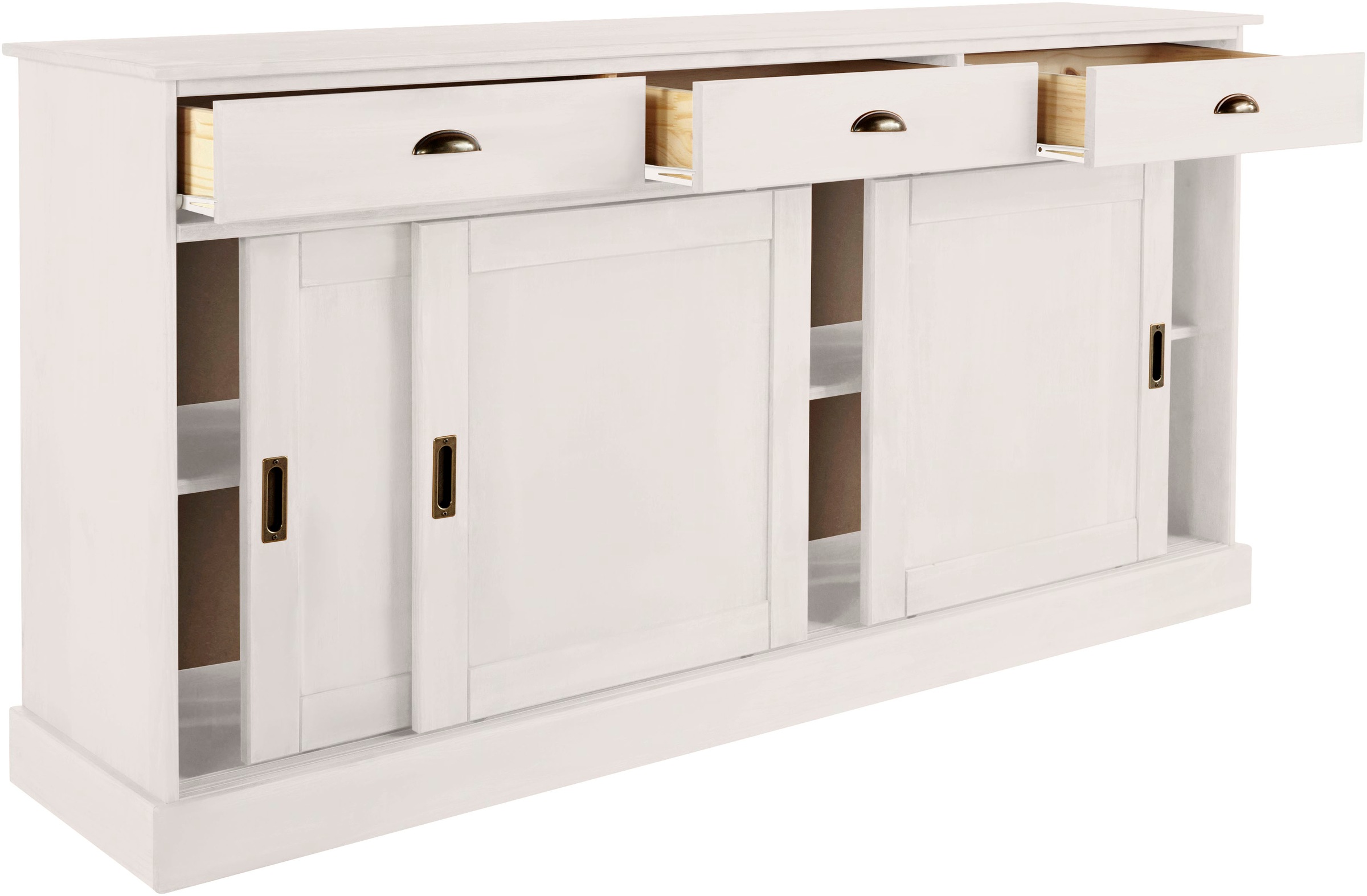 Home affaire Sideboard »Schröder«, Kommode, 3 Schiebetüren, 3 Schubkasten, aus massivem Kiefernholz
