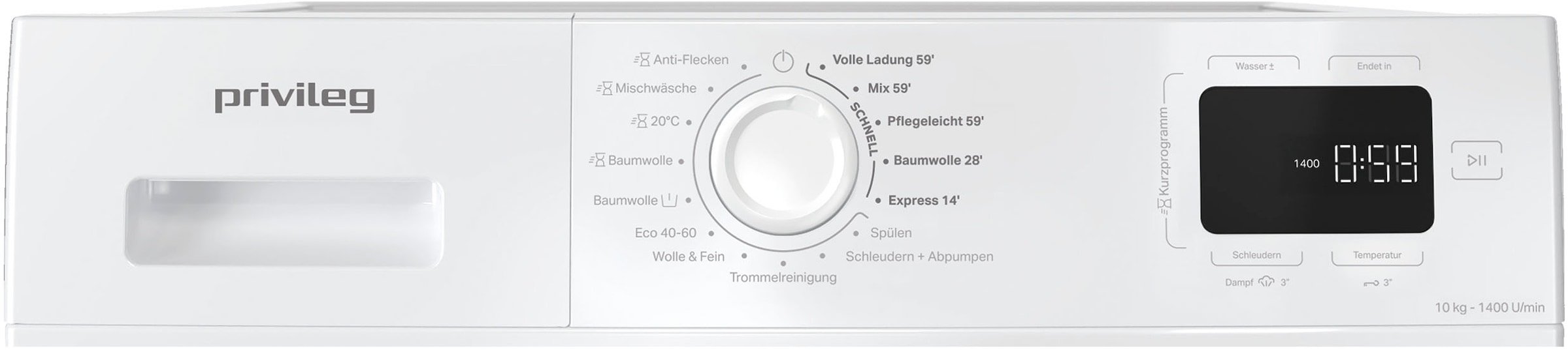 Privileg Waschmaschine MY TIME »PWF 1074A MY TIME DE«, 10 kg, 1400 U/min, Quick Cycles – 5 Programme in unter 1 Stunde