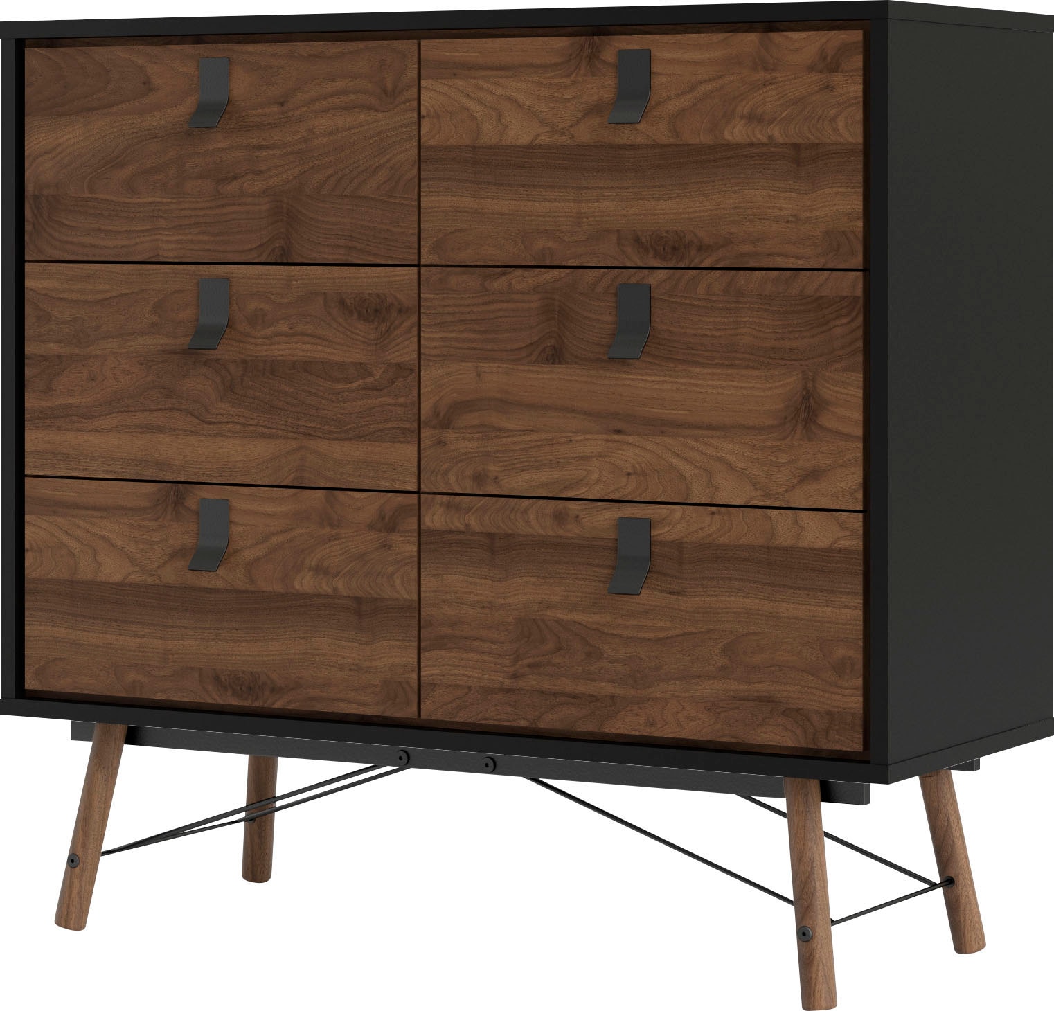andas Kommode »Ry Aufbewahrung, Schubladenschrank, Stauraum«, Sideboard mit 6 Schubladen, Breite 102 cm, Höhe 95 cm, Massivholzbeine