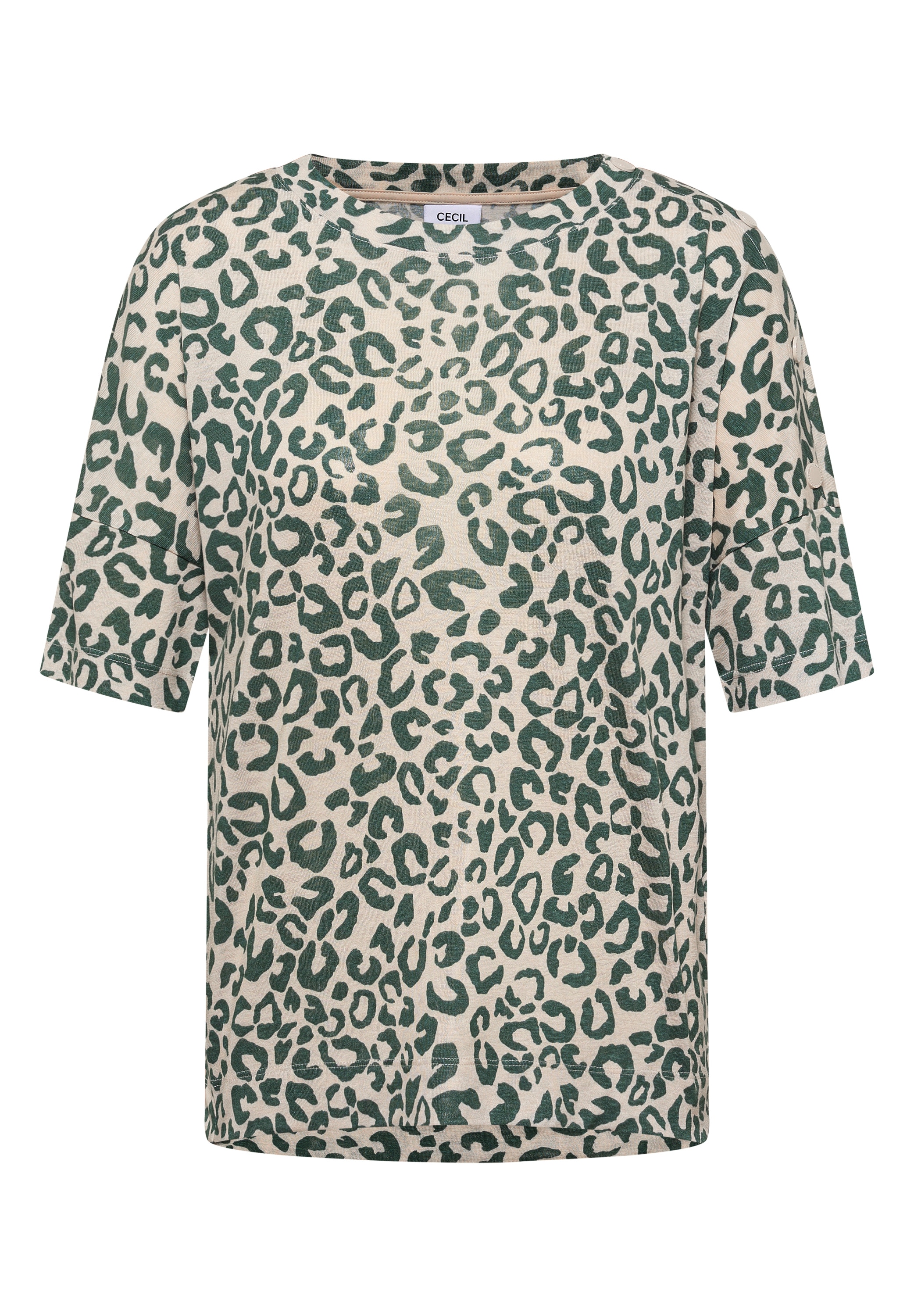 Cecil Kurzarmshirt Sommershirt Shirt mit Knöpfen und Leo-Print