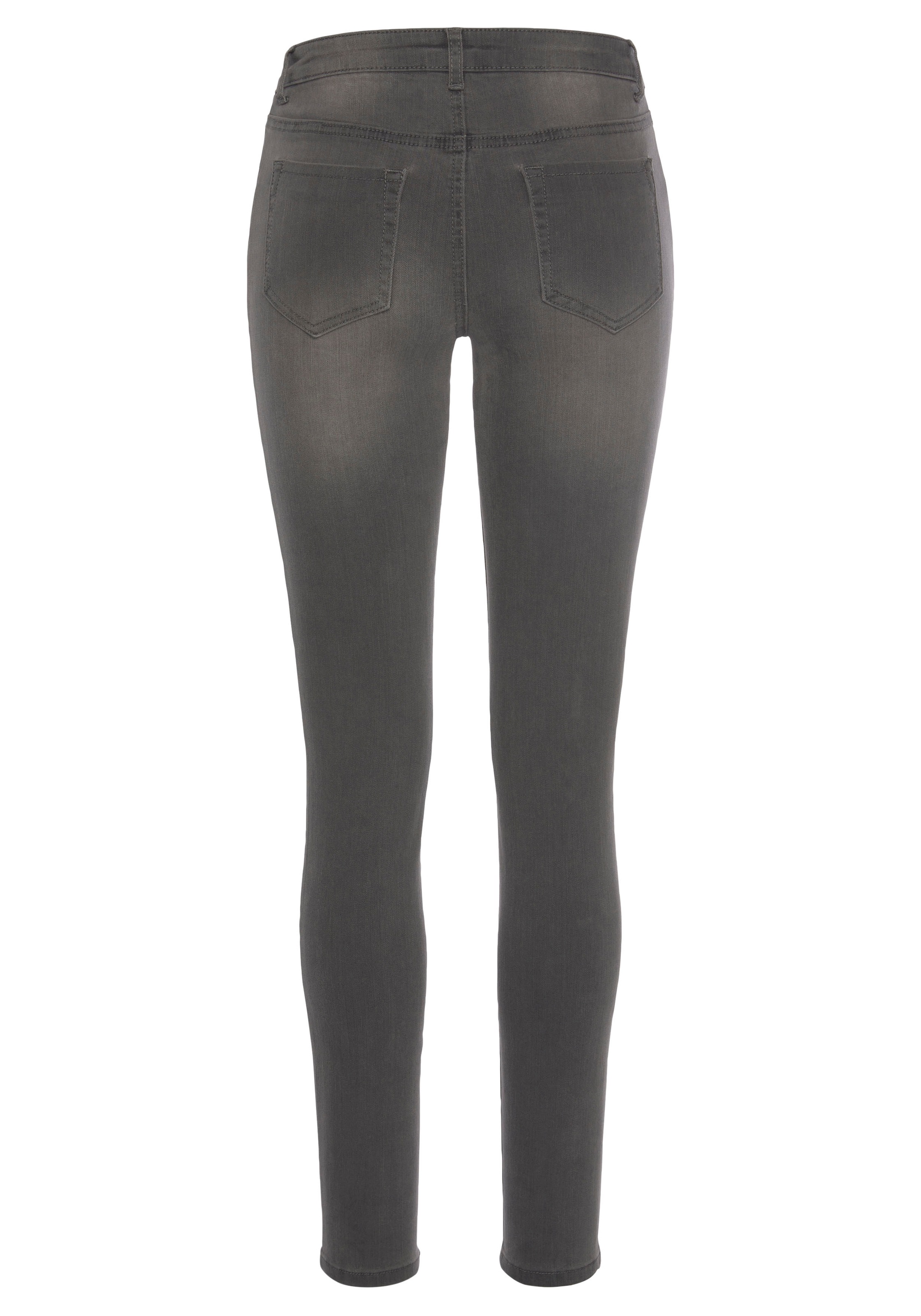 Tamaris Skinny-fit-Jeans »aus bequemen Stretch-Denim« schmale Beinweite, mit Gürtelschlaufenbund, mit Metallreißverschluss