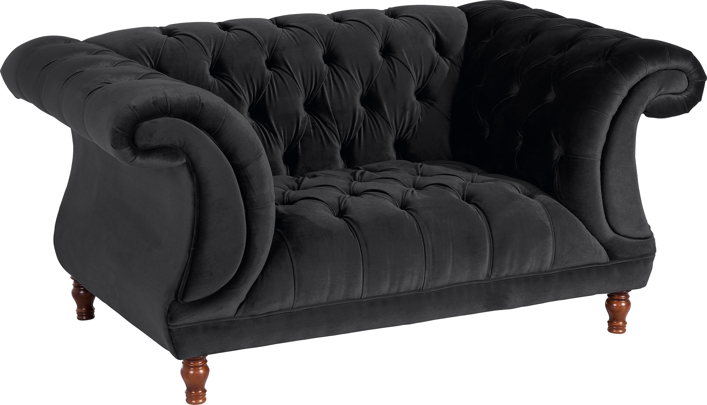 Max Winzer® Loveseat »Isabelle, Loungesessel«, Knopfheftung & gedrechselten Füßen in Buche Nussbaum, Breite 167 cm