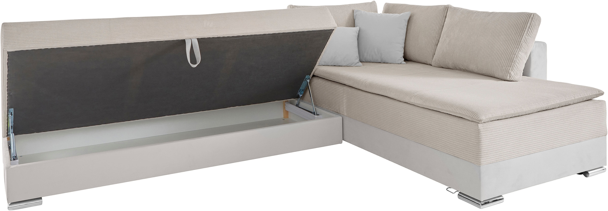 INOSIGN Ecksofa »Boxspringbett Night & Day L-Form mit Dauer-Schlaffunktion mit Armlehne«, mit Boxspring-Bettfunktion 180x200 cm und Bettkasten, Dauerschläfer!