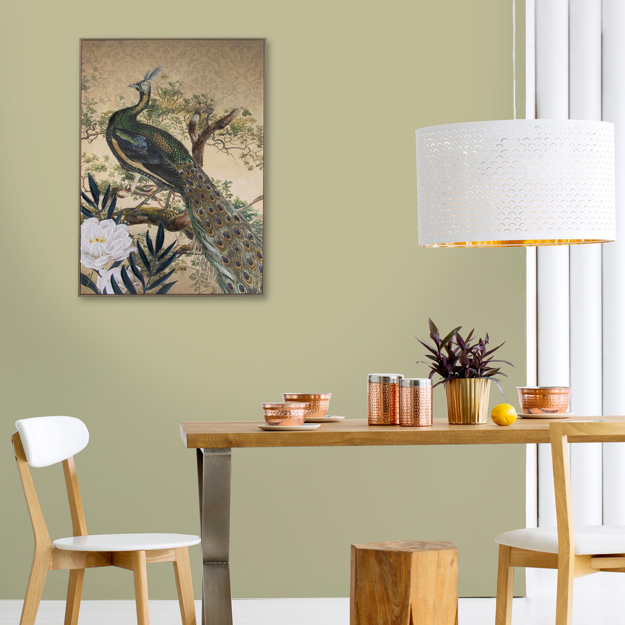 Art for the home Leinwandbild »Pfau« Art | Landschaft 1 Stk. tlg. Leinwand handgemalte Details Pfau im Paradies 70 x 50 cm