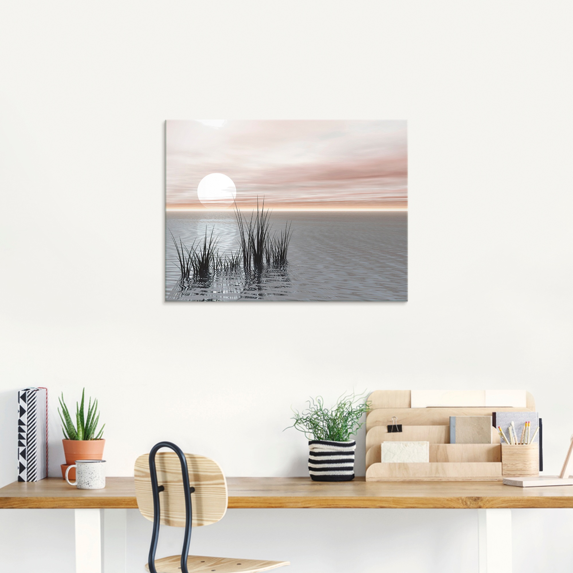 Artland Glasbild »Sonnenuntergang mit Schilf« Sonnenaufgang & -untergang 1 günstig online kaufen