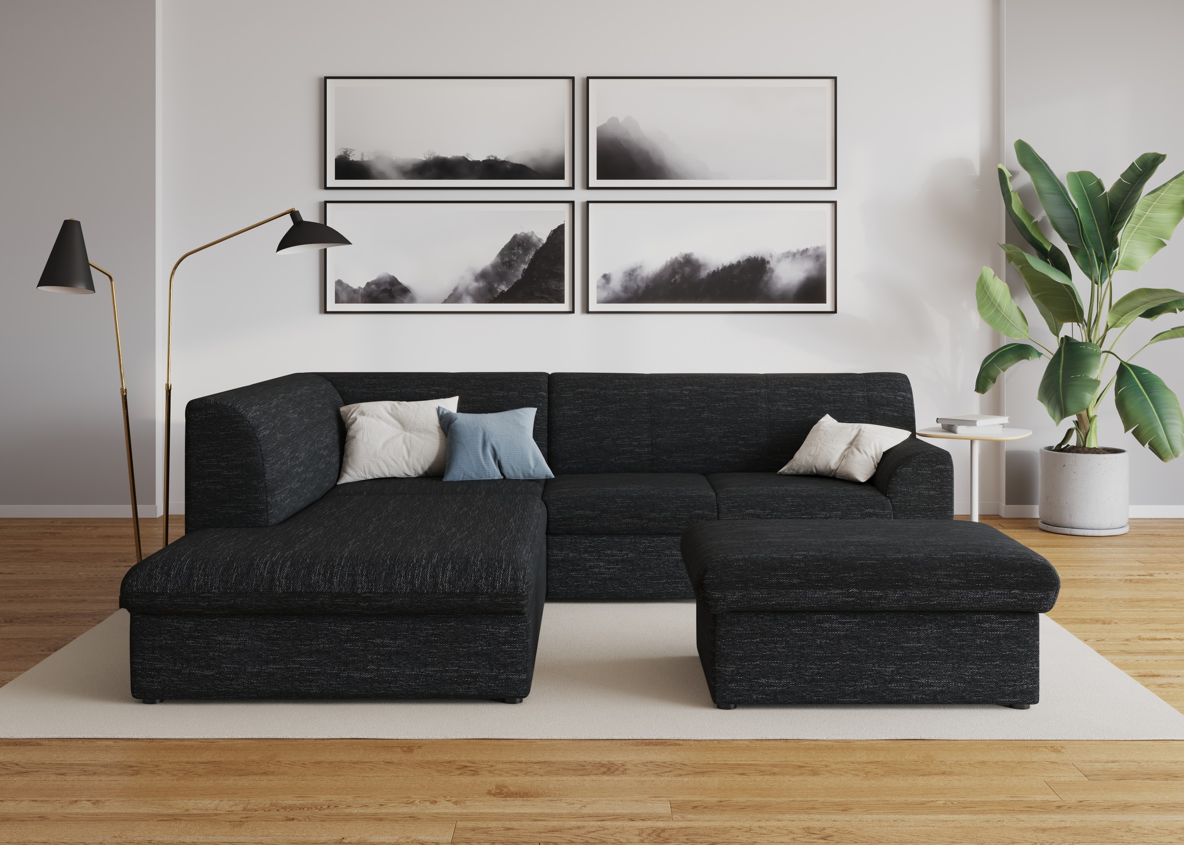DOMO collection Ecksofa »Topper zeitlos elegant, kompakte Stellmaße, OTTOs Choice, L-Form«, mit Ottomane, wahlweise mit Schlaffunktion