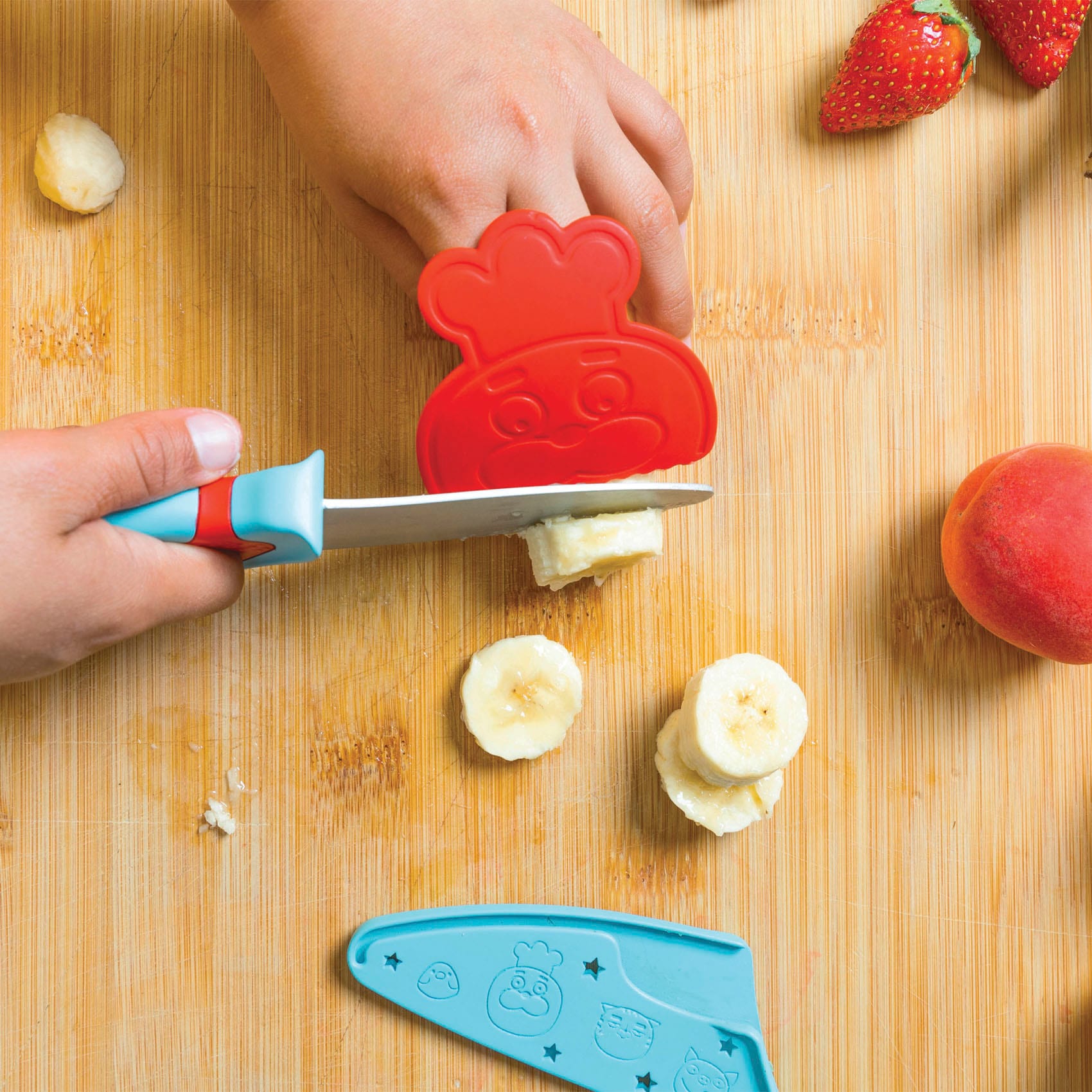 Chefclub Kinderkochmesser »Messer für Kinder, blau/rot«, (Set, 3 tlg.)