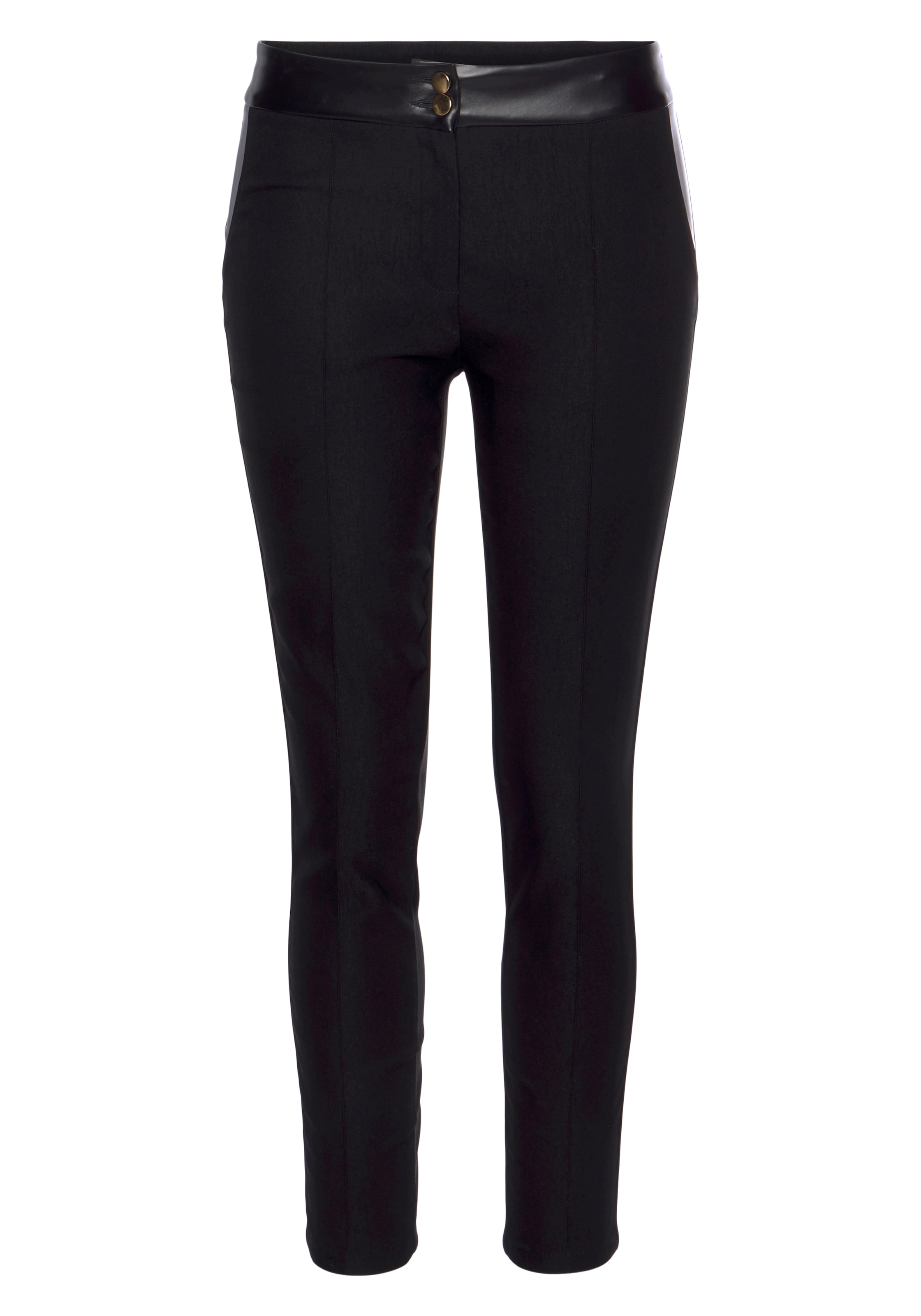LASCANA Stretch-Hose, mit Einsätzen aus Lederimitat, elegante Jerseyhose, casual-chic