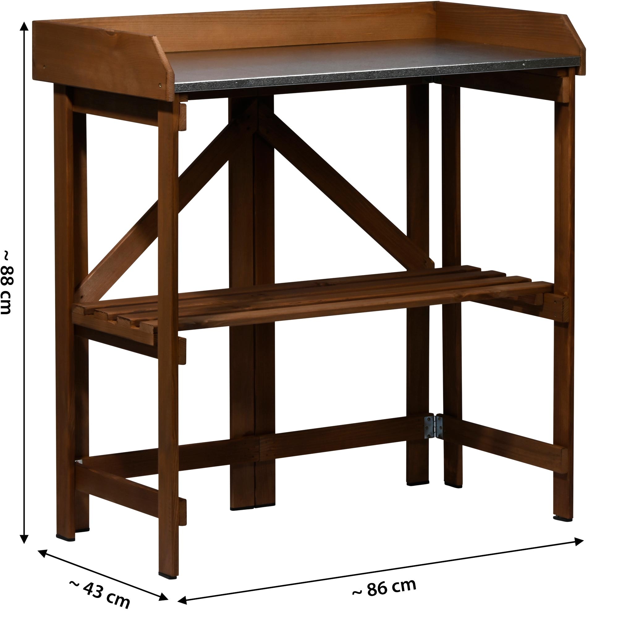 dobar Pflanztisch »faltbar mit Ablage, Dunkelbraun«