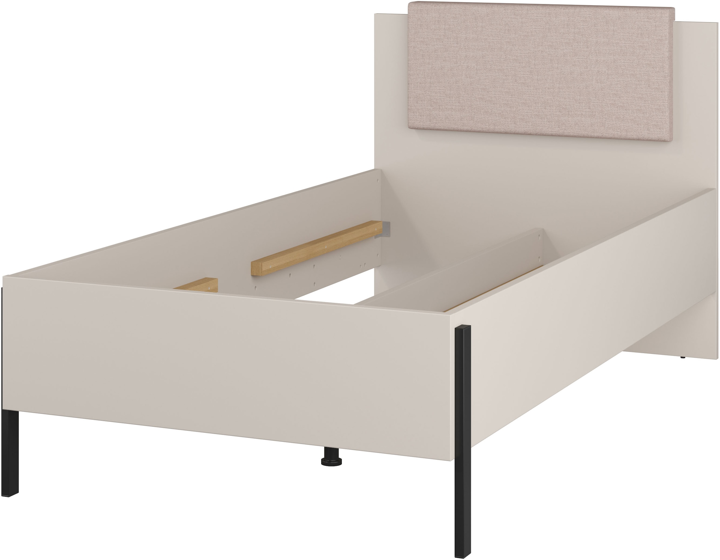 Home affaire Bett »Jukon, mit gepolstertem Kopfteil, Füße aus Metall, modernes Design«, (3 Breiten:100cm, 160cm und 180cm), in drei Größen, perfekt auch als Jugendbett