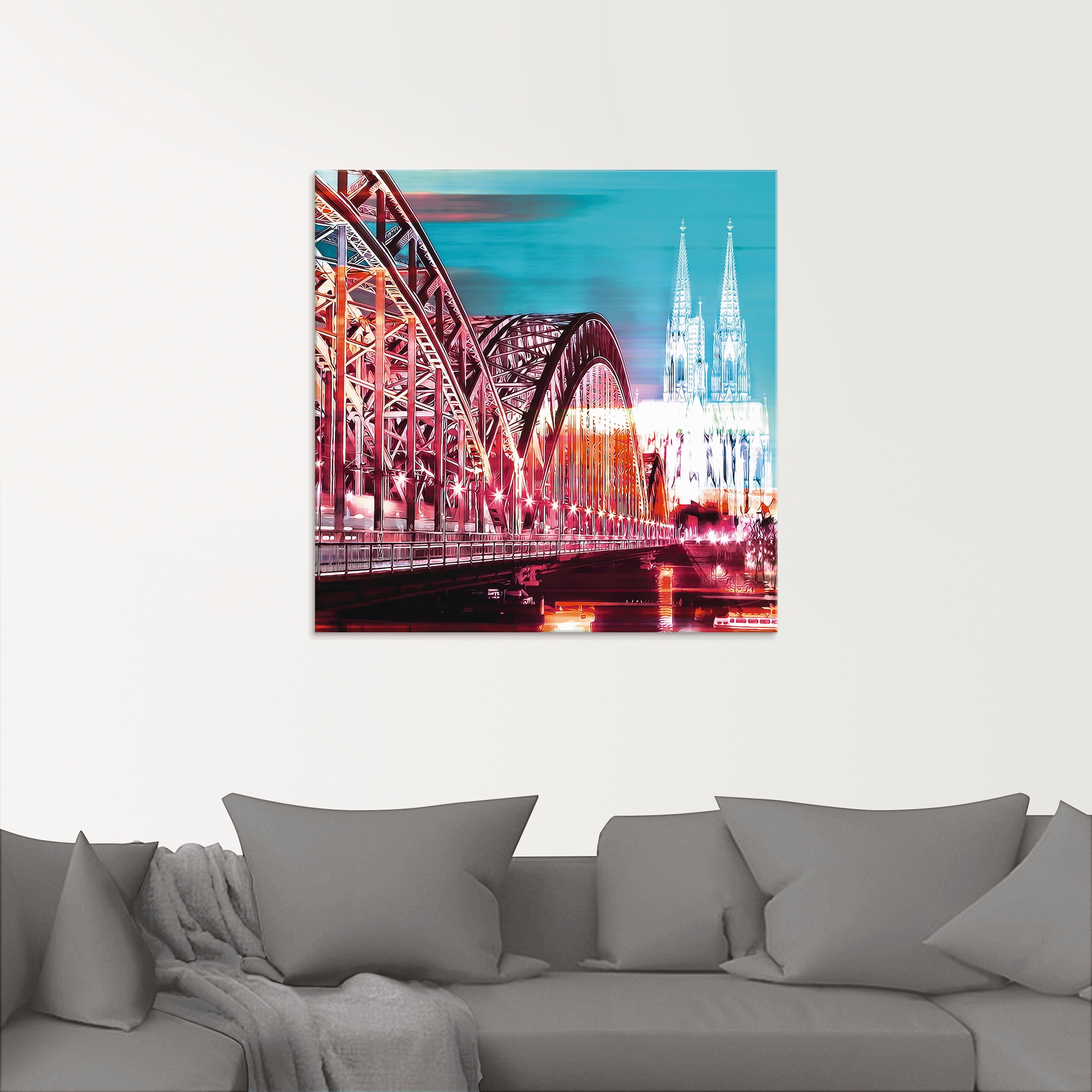 Artland Glasbild »Köln Skyline Abstrakte Collage 13«, Brücken, (1 St.), in verschiedenen Größen