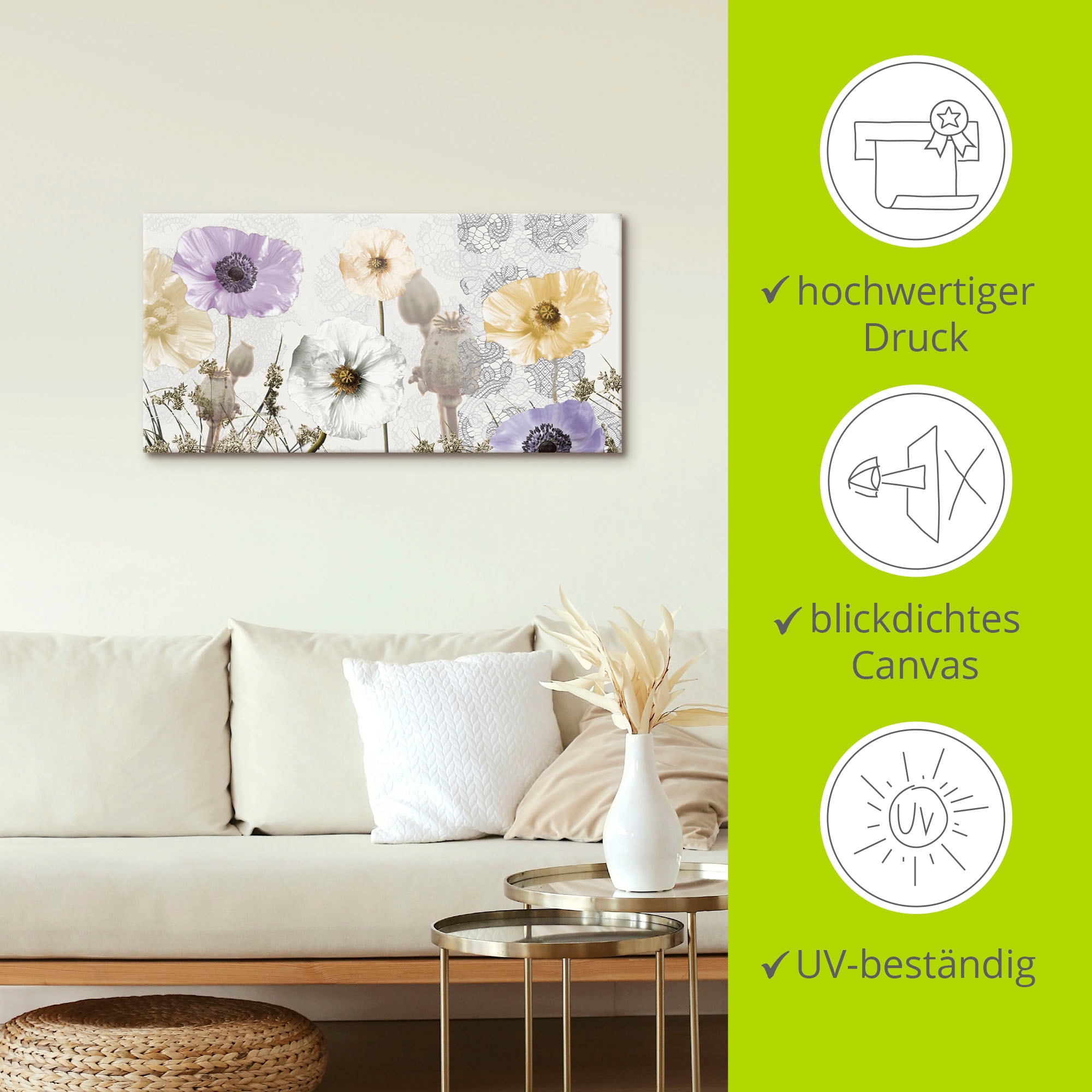 Artland Leinwandbild »Glänzende Mohnblumen« Blumen 1 Stk. tlg. auf Holzrahmen gespannt