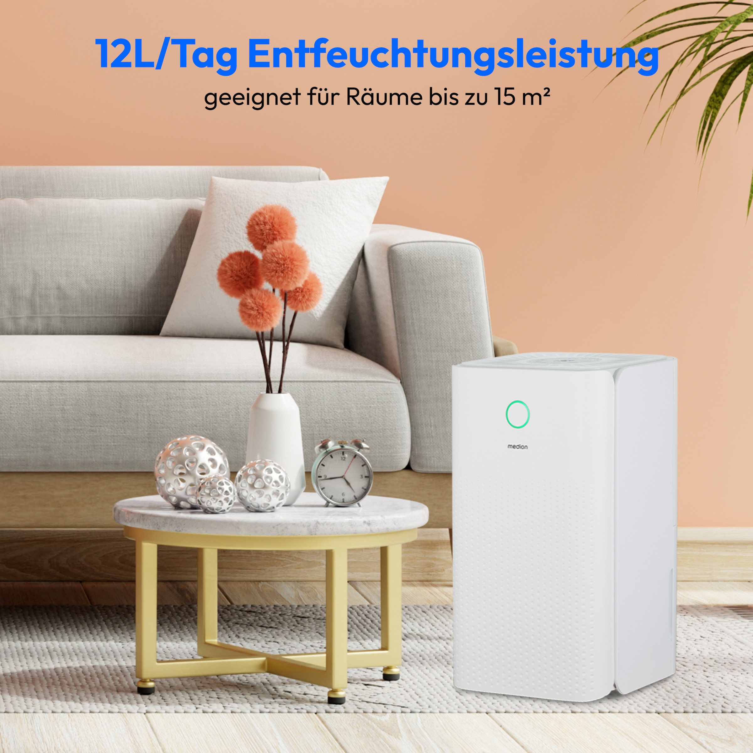 Medion® Luftentfeuchter »DH10 (MD12047), für Räume bis zu 15m²«, Entfeuchtung 12 l/Tag, Tank 2 l, Entfeuchtungsleistung 12L/Tag, Volumen Wassertank 2L, 3 Modi