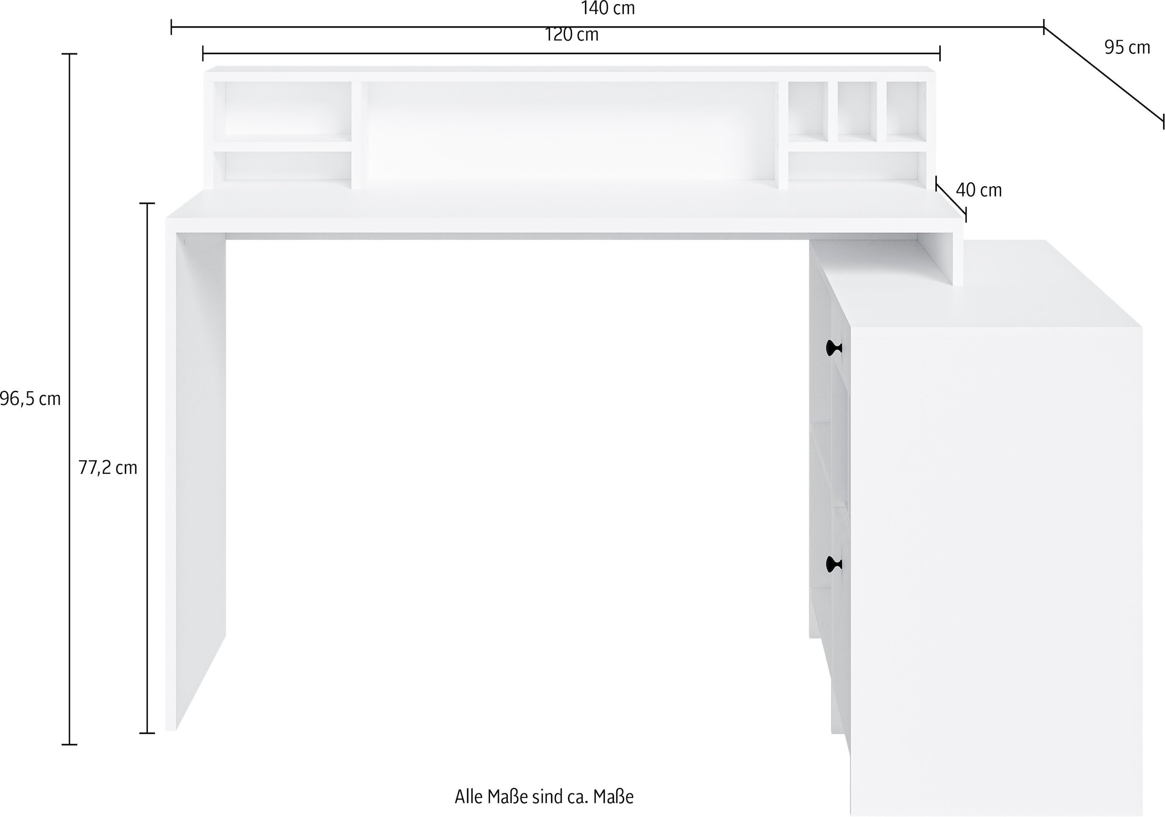 Home affaire Eckschreibtisch »Licia«, Breite 140 cm