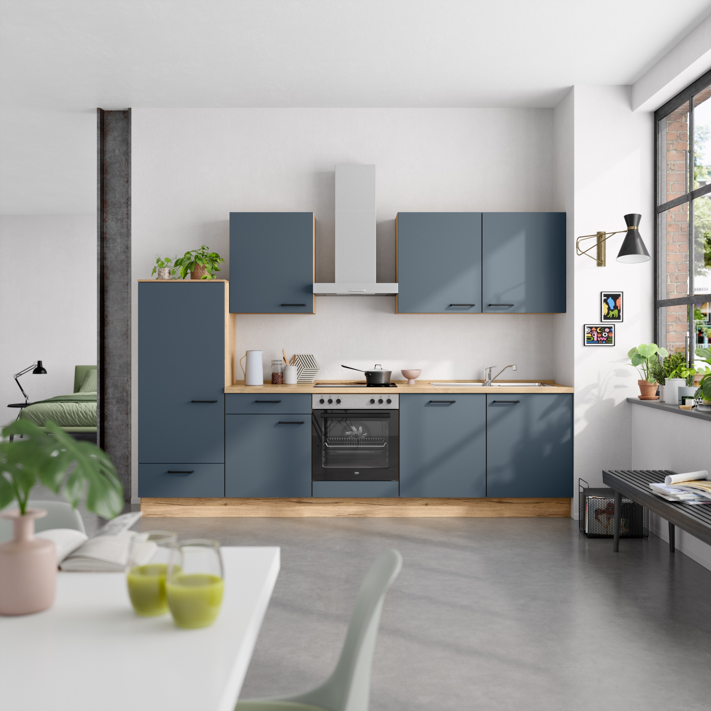 nobilia® Küchenzeile »"Easytouch I", NEU: individuell anpassbar mit gratis Profi-Beratung« vormontiert, Breite 300 cm, Ausrichtung wählbar, wahlw. mit E-Geräten