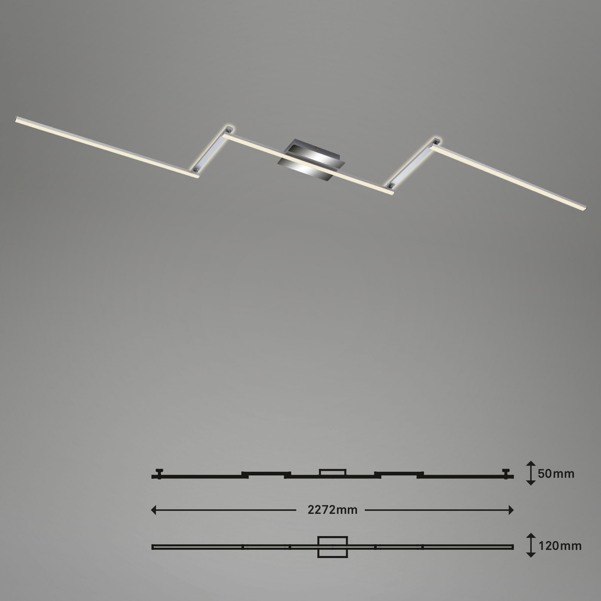 Briloner Leuchten LED Deckenleuchte »3501018 STAFF«, Leuchtmittel LED-Board | LED fest integriert, Deckenlampe, 227,2x12x5cm, Alu-Chrom, 24W, Wohnzimmer, Schlafzimmer