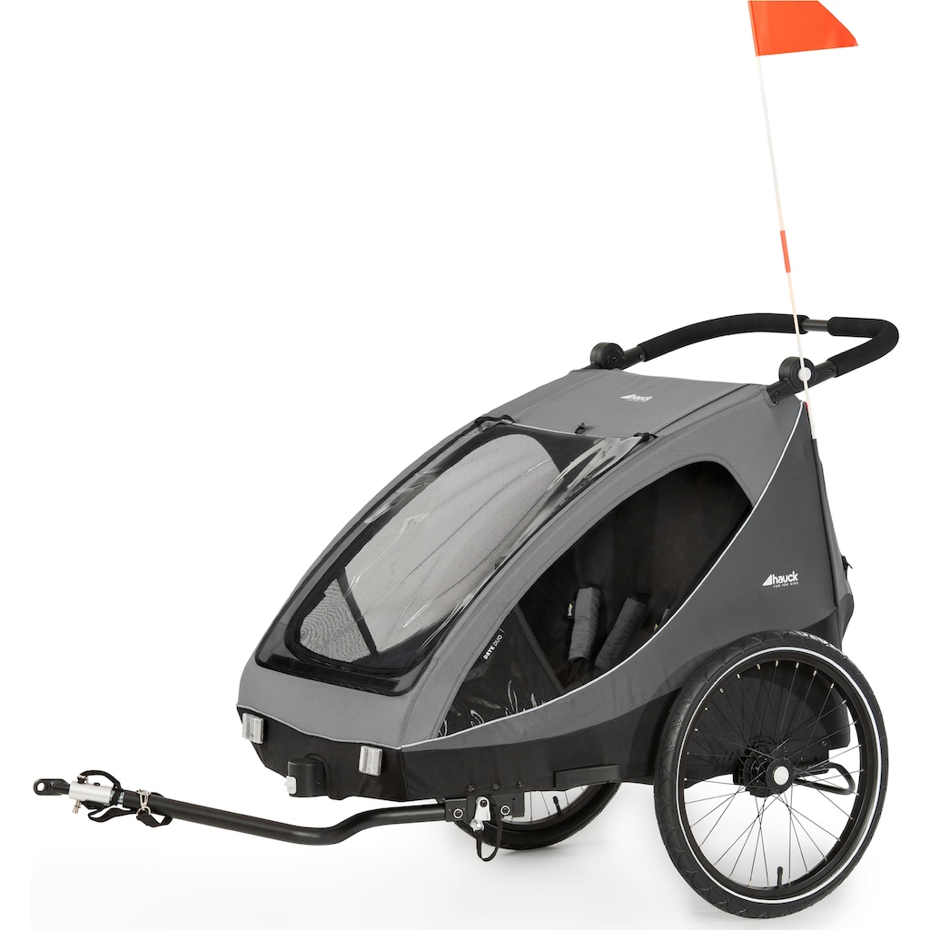 Hauck Fahrradkinderanhänger »2in1 Bike Trailer und Buggy Dryk Duo, grau«, für 2 Kinder; inklusive Deichsel