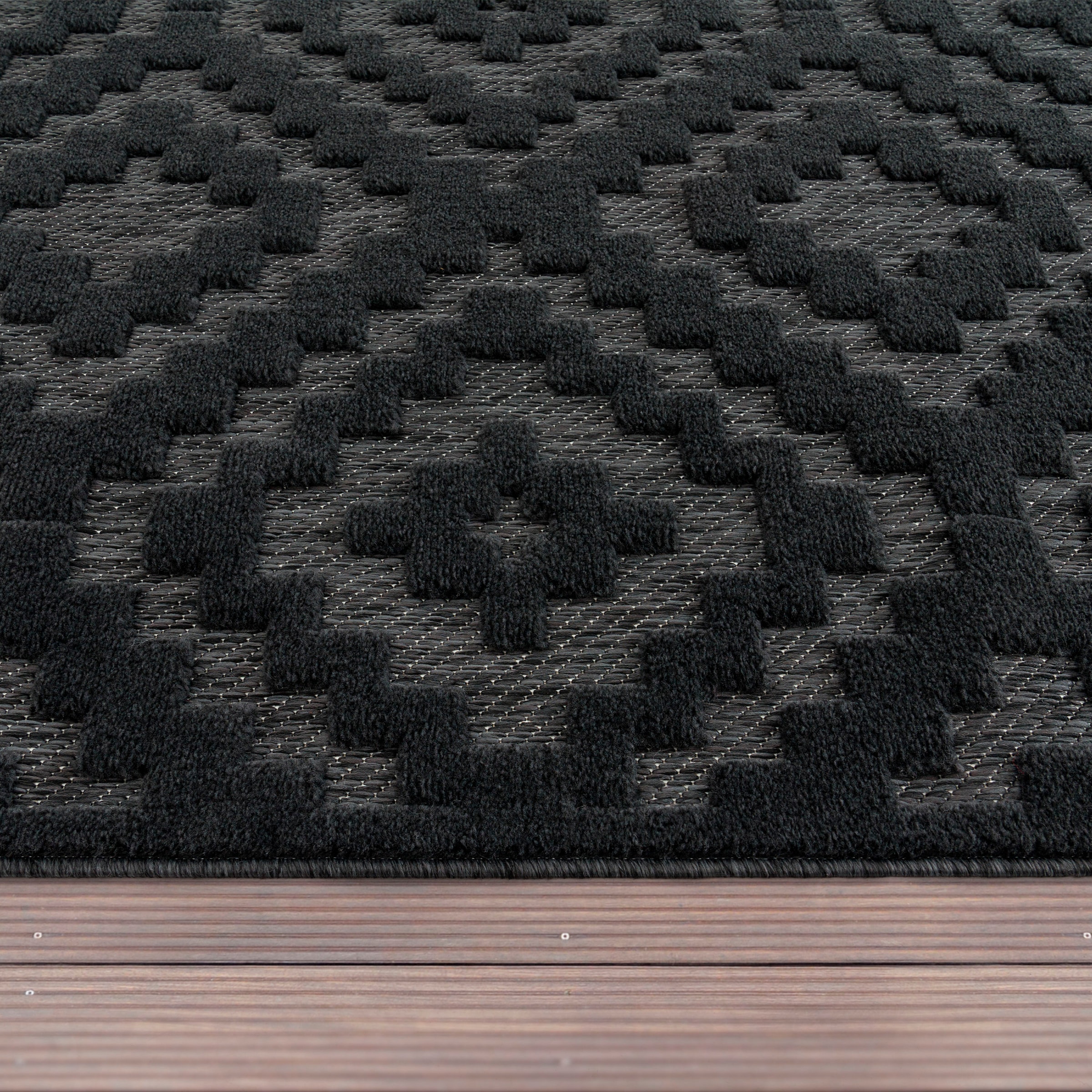 Scandi, Hoch-Tief Teppich Outdoor »Livorno geeignet Rauten Paco auf Muster, 672«, Uni-Farben, rechteckig, kaufen Home Effekt, Raten