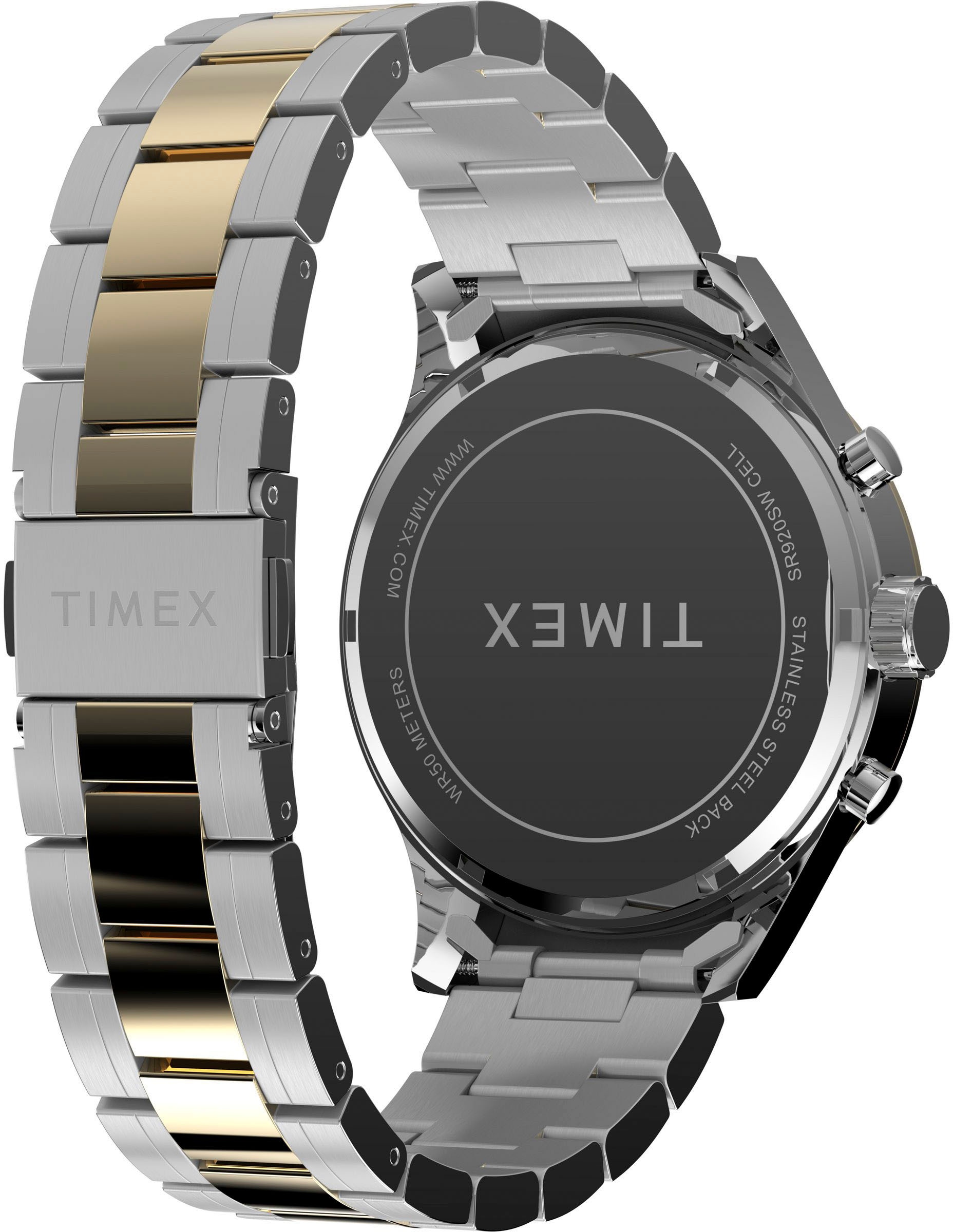 Timex Chronograph »DRESS CHRONO«, Quarzuhr, Armbanduhr, Herrenuhr,Edelstahlarmband,Stoppfunktion,Tag