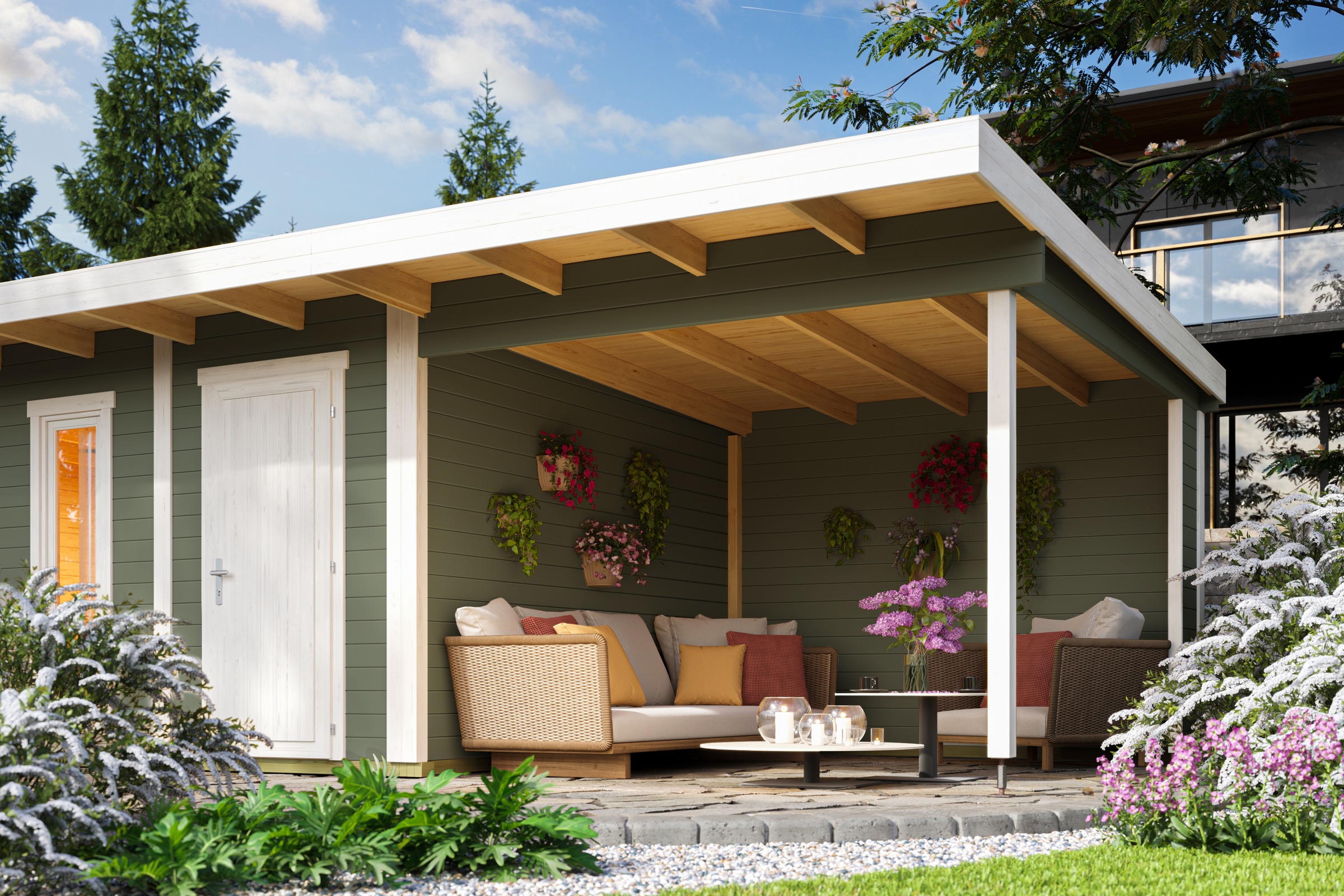 Nordic Holz Gartenhaus-Anbaudach »passend für SICILY«, mit Rückwand