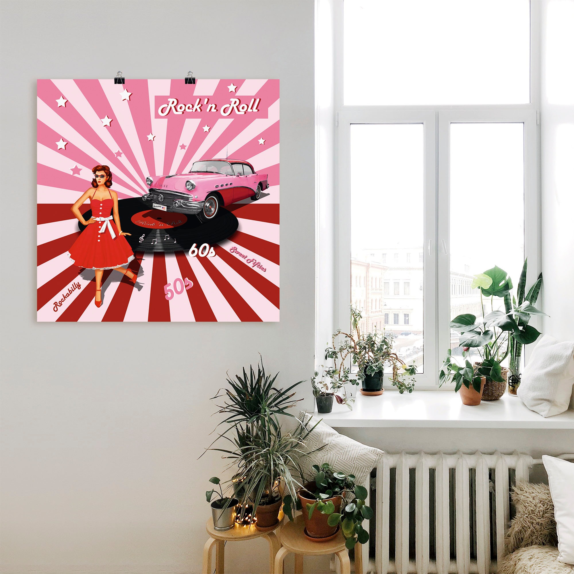 Artland Wandbild »Rock'n Roll die 50er Jahre«, Auto, (1 St.), als Alubild, Outdoorbild, Leinwandbild, Poster, Wandaufkleber