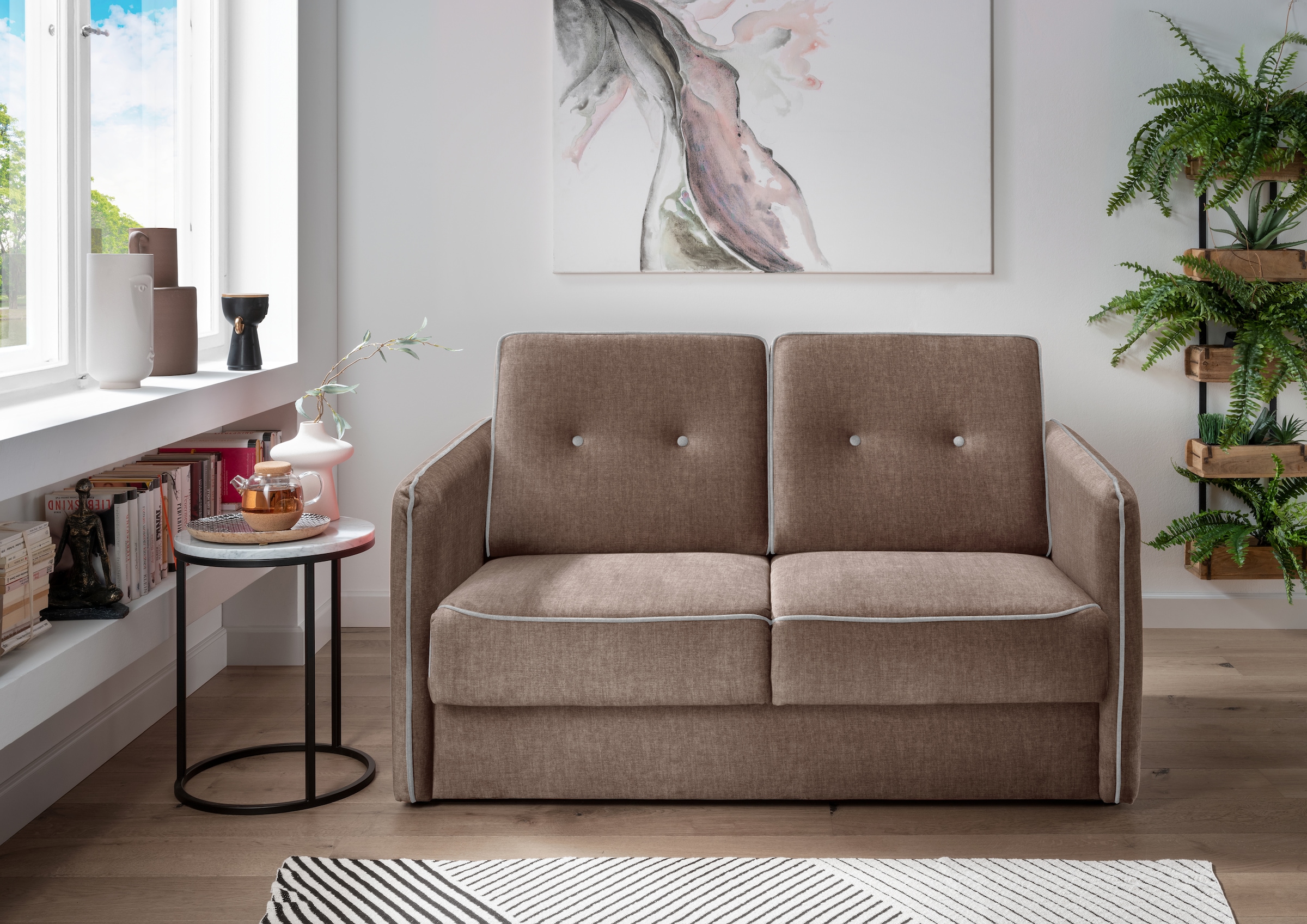 Home affaire Schlafsofa »Merina«, mit zweigeteilter Bettfunktion, Auszug nach vorn, Federkern