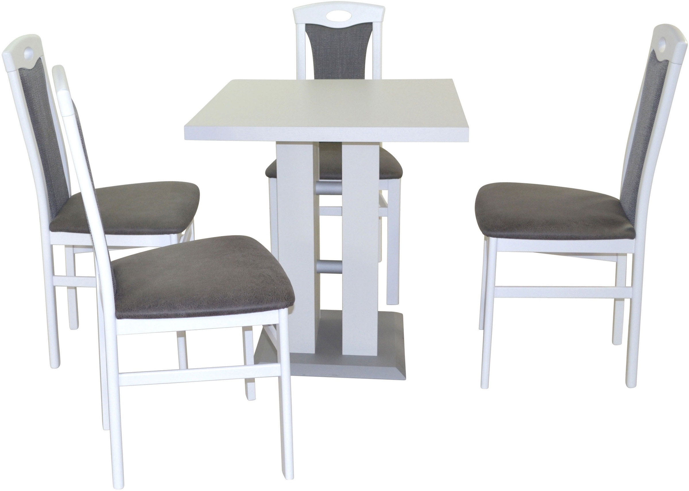 HOFMANN LIVING AND MORE Essgruppe »5tlg. Tischgruppe« Spar-Set, 5tlg. Tischgruppe, 5 Stk. tlg. Stühle montiert weiß + schwarz + weiß