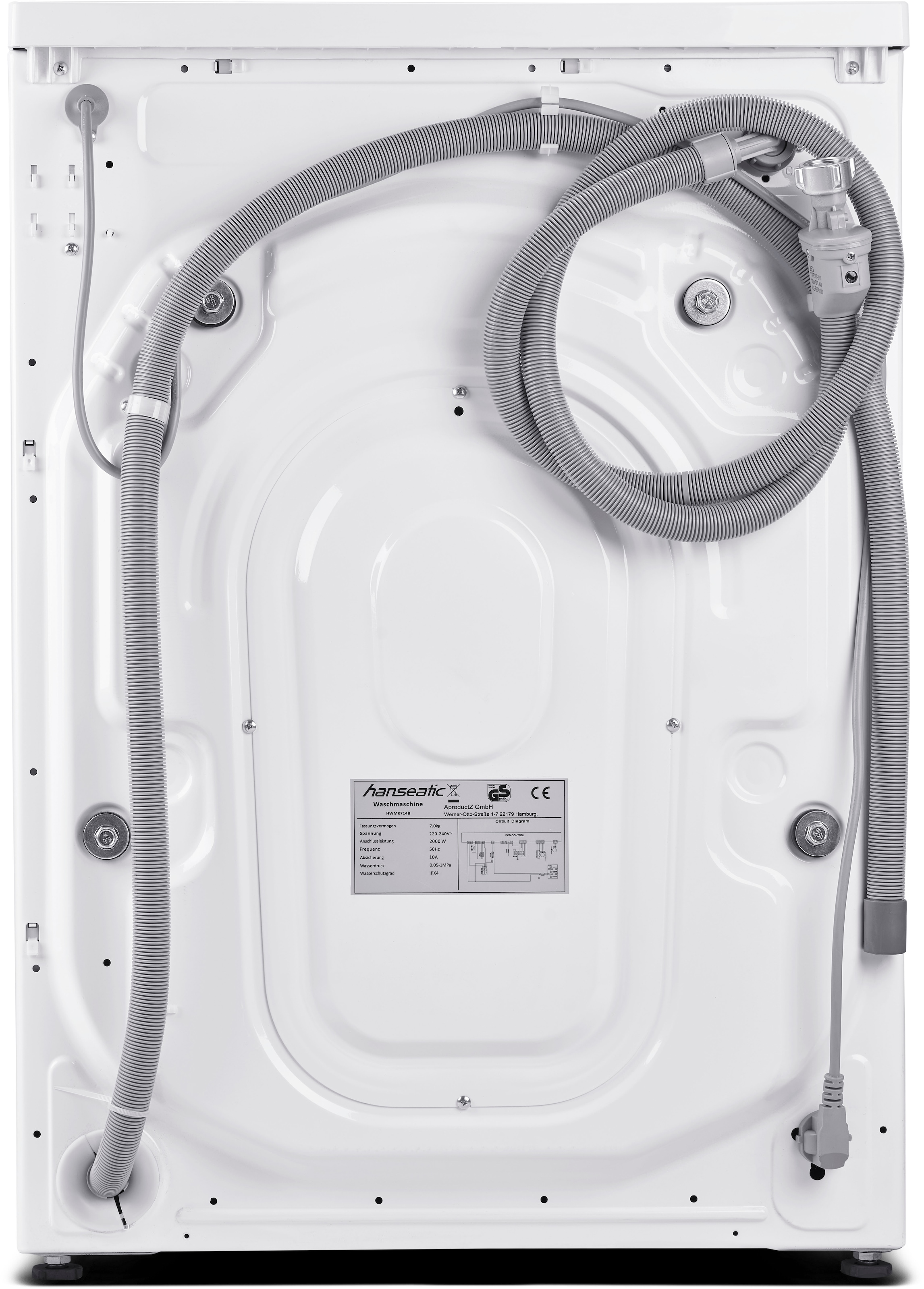 Hanseatic Waschmaschine, HWMK714A, 7 kg, kaufen 1400 Nachtwaschprogramm, U/min, Mengenautomatik, online Vollwasserschutz, Dampfoption
