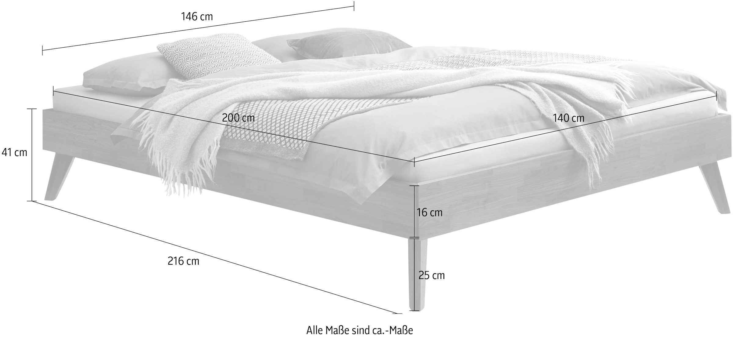 HASENA Holzbett »Calvari«, mit einer Fußhöhe von 25 cm