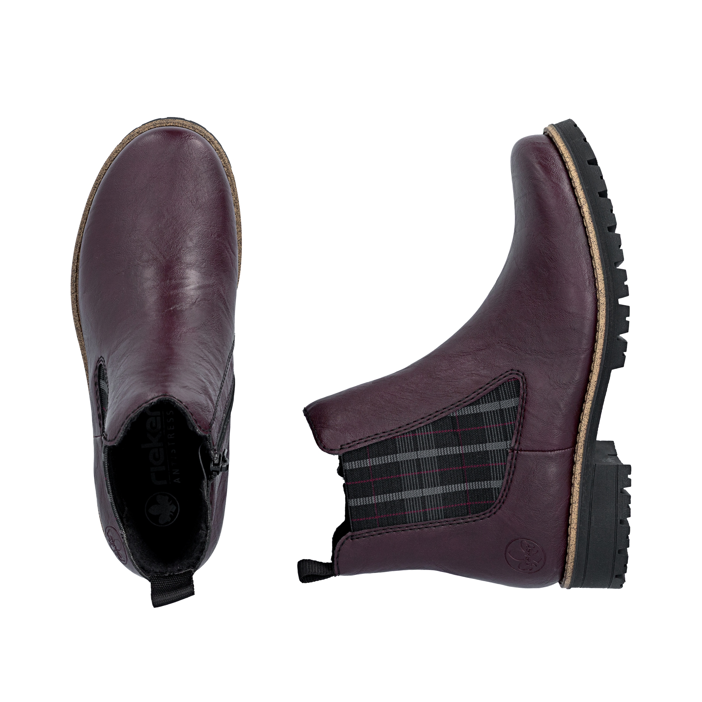 Rieker Chelseaboots  Stiefelette, Boots mit kariertem Stretcheinsatz an der Seite