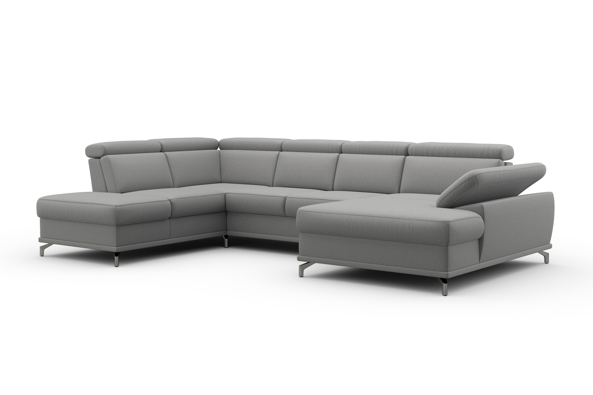 sit&more Wohnlandschaft »Cabrio U-Form, mit Sitztiefenverstellung, Arm- und Kopfteilverstellung«, 3 Nierenkissen, Federkern, optional Bettfunktion und Stauraum