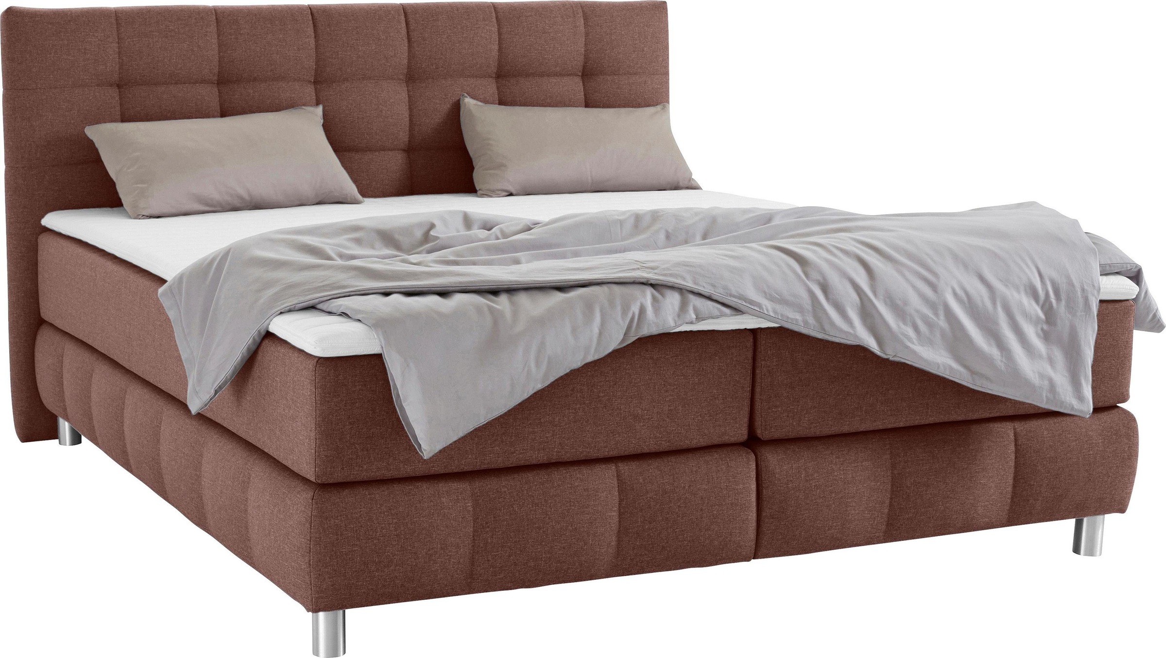 andas Boxspringbett »Salo XXL«, in Samtoptik oder Struktur, 6 Breiten in Überlänge 220cm, 4 Härtegrade