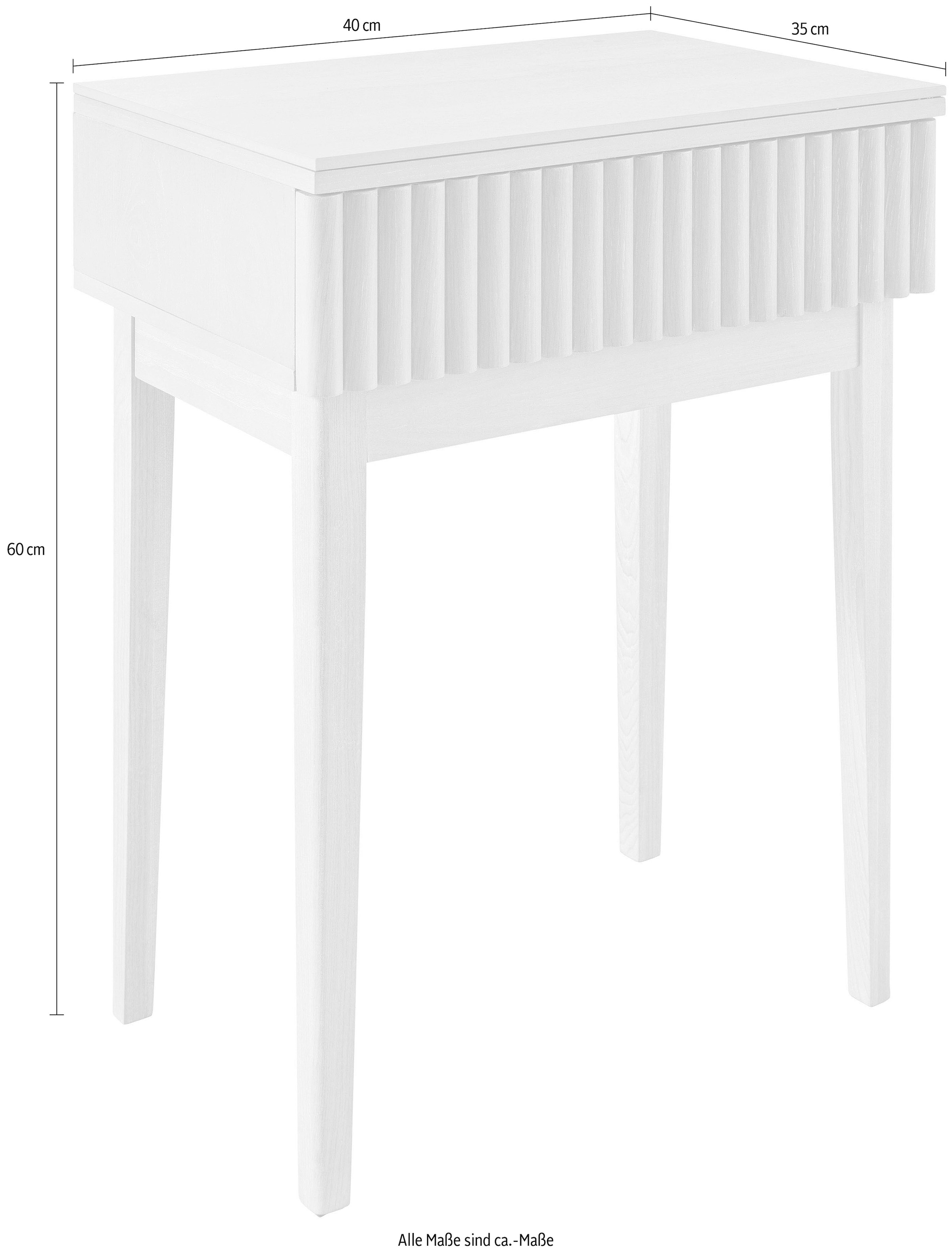 homsy by Ana Johnson Nachttisch »Solva« geriffelte Front, helle Holzoptik aus Eschenholz, Breite 39 cm