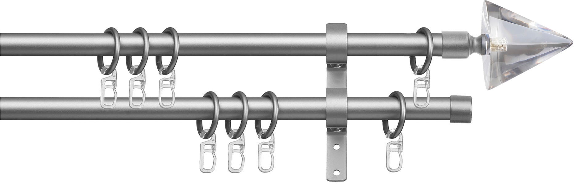 indeko Gardinenstange »Kegel Glas klar«, 2 läufig-läufig, Fixmaß, Komplett-Set inkl. Ringen...