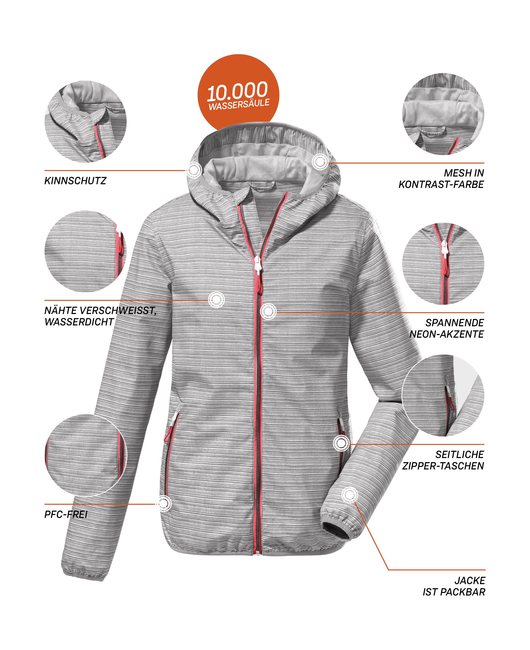 Killtec Outdoorjacke »KOS 3 WMN JCKT« Leichte, wasserdichte Damenjacke mit All Over-Print, packbar.