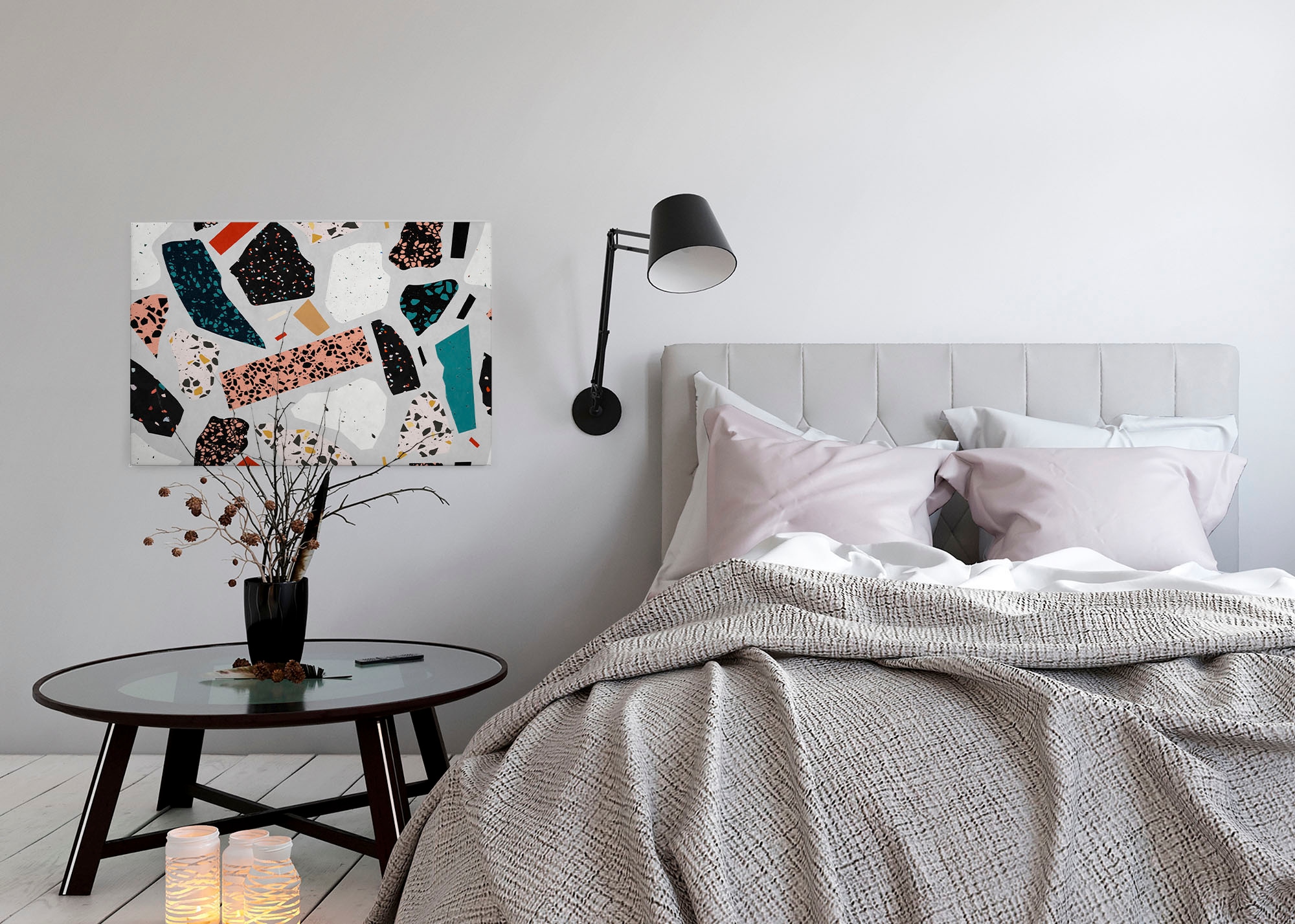 A.S. Création Leinwandbild »terrazzo«, Kunst-Abstrakt-Kinder, (1 St.), Keilrahmen Bild Abstrakt Bunt Grau Leinwand-Bild Wohnzimmer modern
