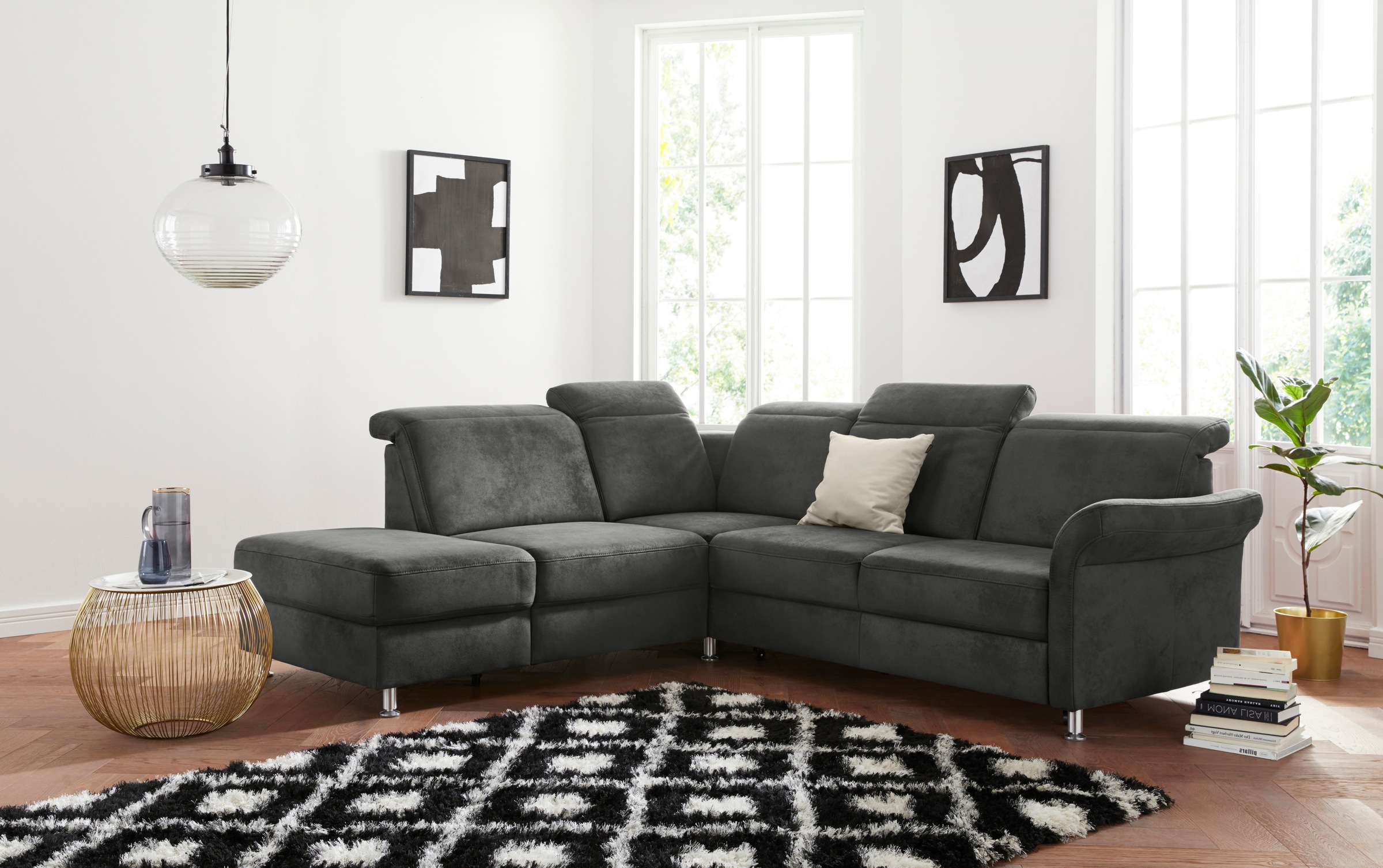 sit&more Ecksofa »Darwin L-Form«, inklusive Federkern, wahlweise mit Kopfte günstig online kaufen