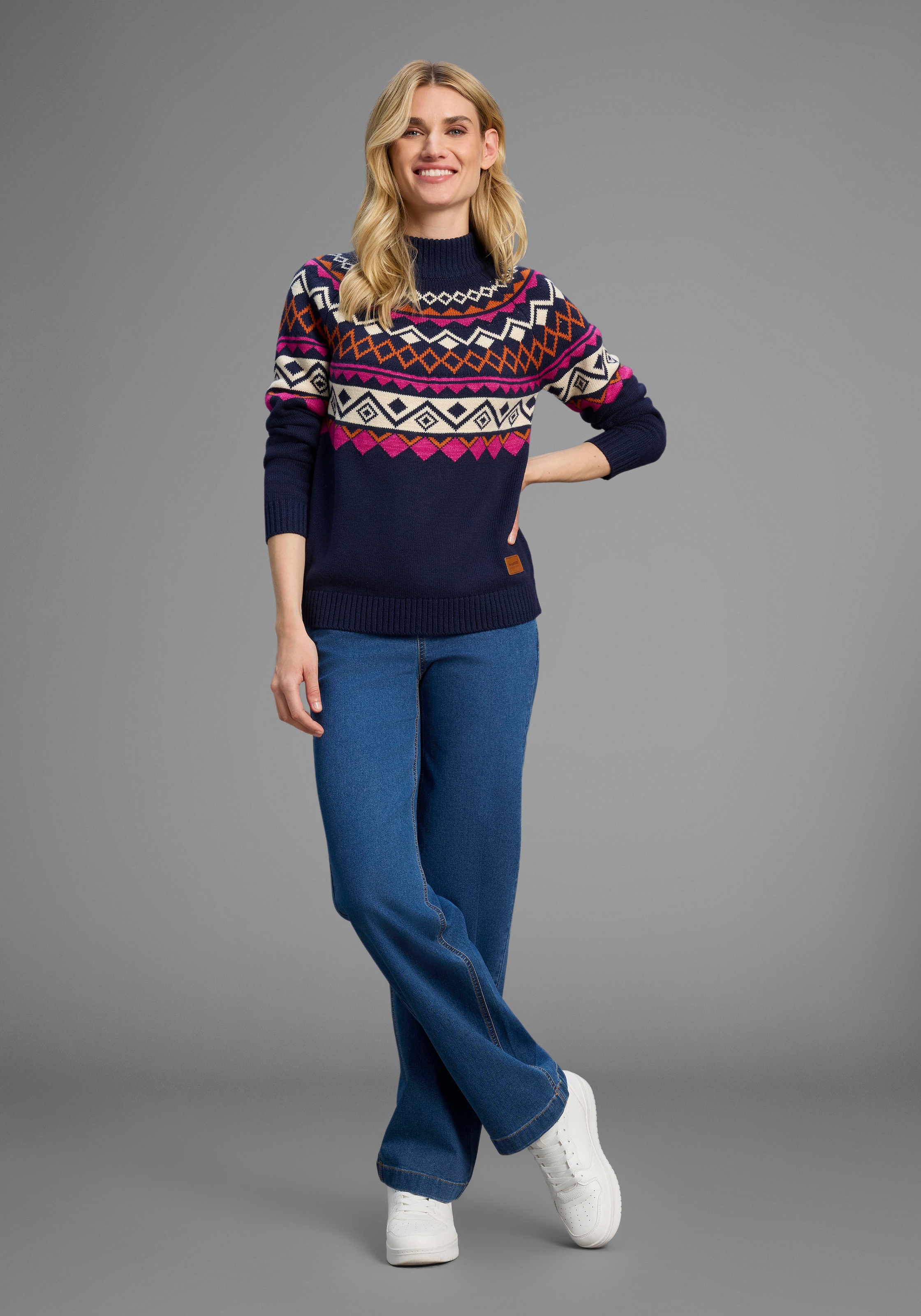 KangaROOS Norwegerpullover, mit schönem Muster und hohem Rippkragen