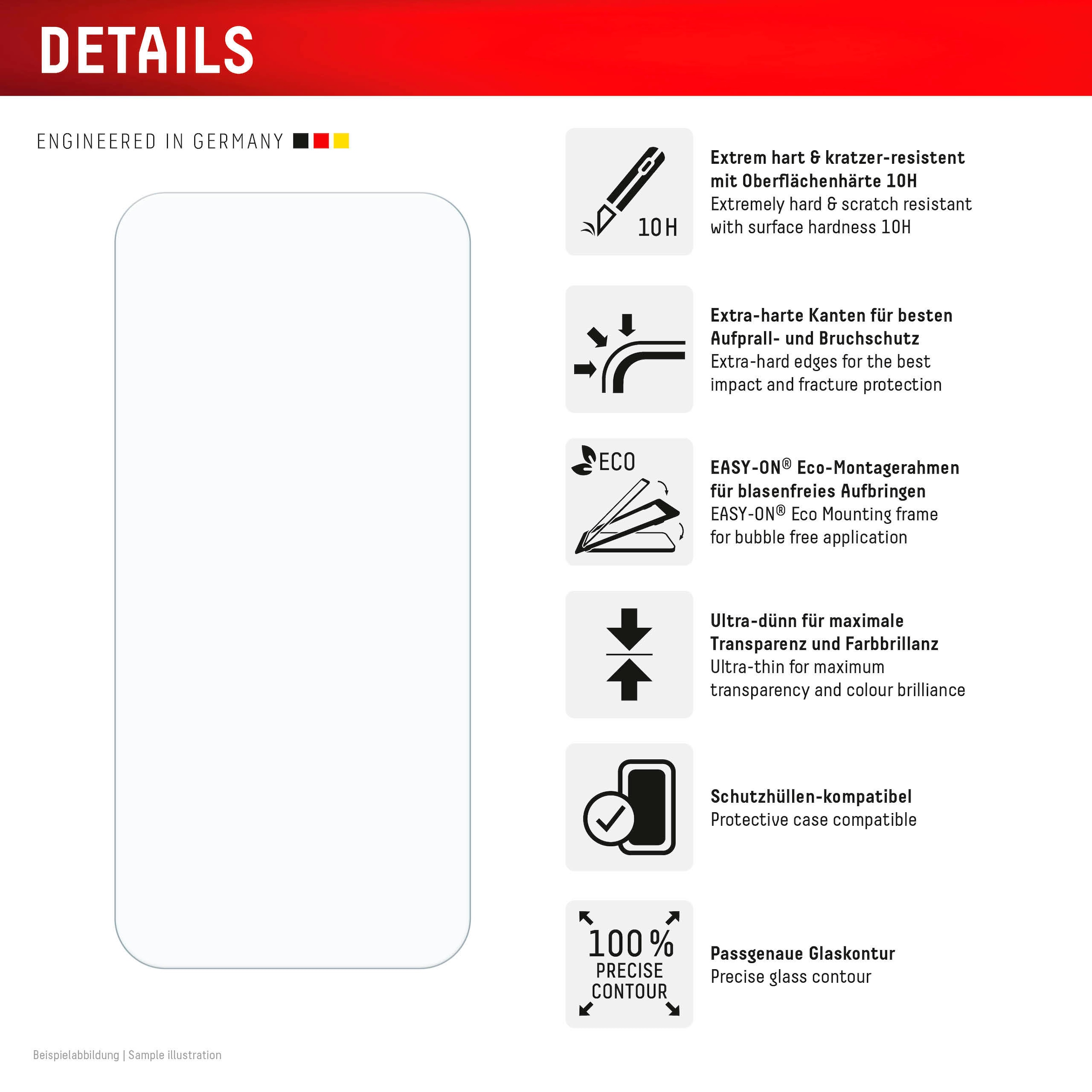 Displex Displayschutzglas »Real Glass Screen Protection«, für Google Pixel 10 Pro XL-Google Pixel 9 Pro, Displayschutzfolie, Schutzfolie, Bildschirmschutz, kratz- & stoßfest