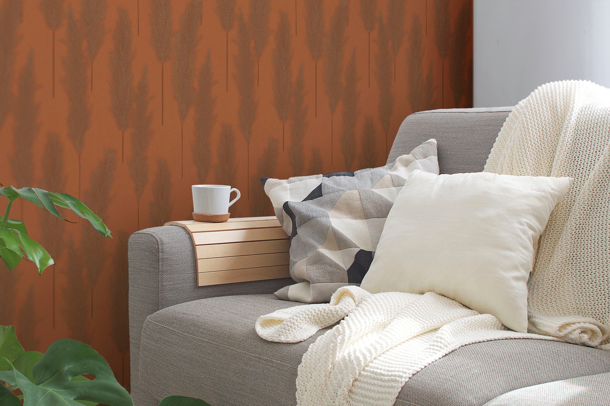 A.S. Création Vliestapete »Hygge«, floral-Motiv-gemustert, Tapete Schilfgras Tapete Pampasgras Tapeten Wohnzimmer Schlafzimmer