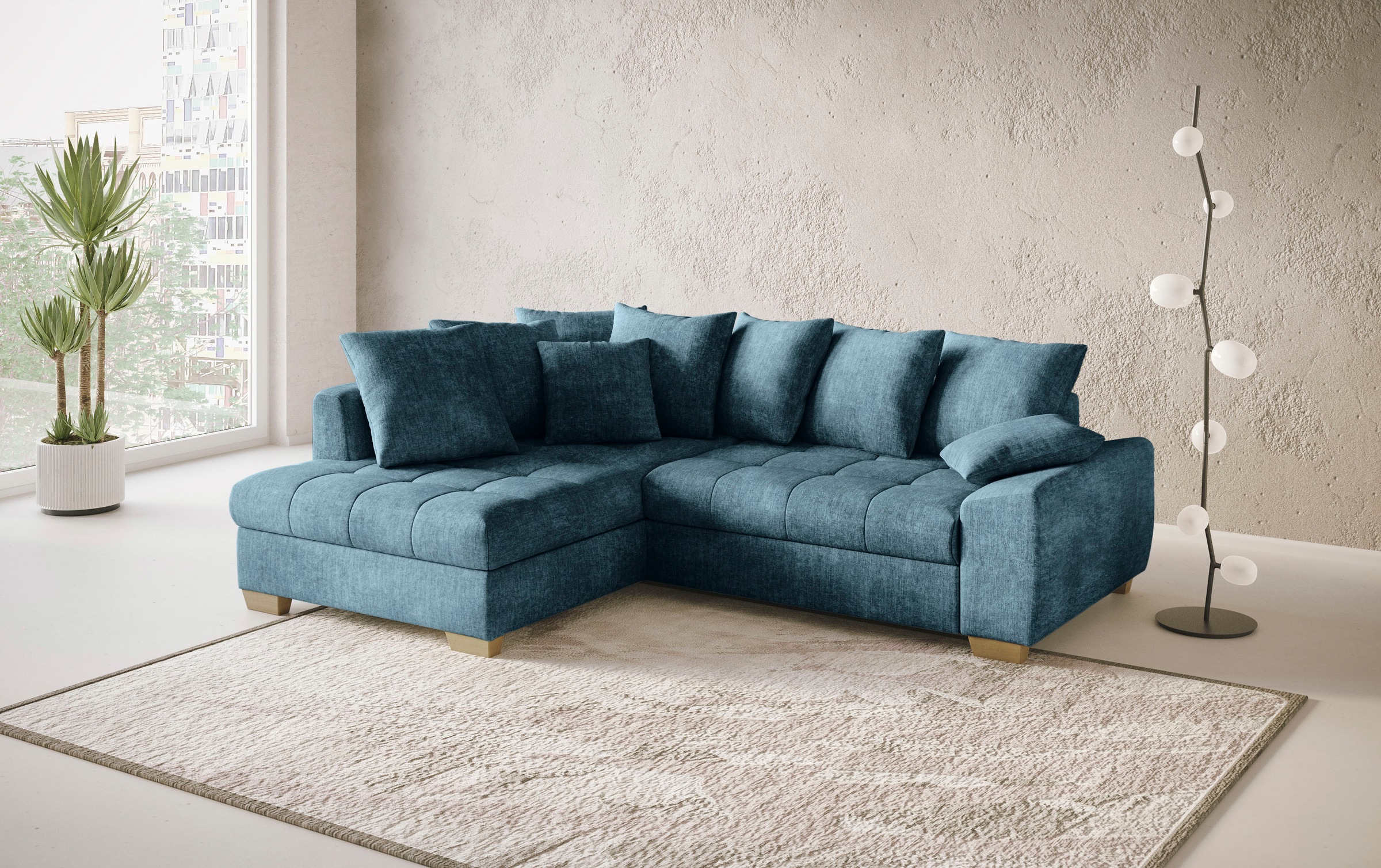 Mr. Couch Ecksofa »Nikita II, L-Form, bis 140kg pro Sitzplatz belastbar«, mit Kaltschaumpolsterung, wahlweise mit Bett und Bettkasten