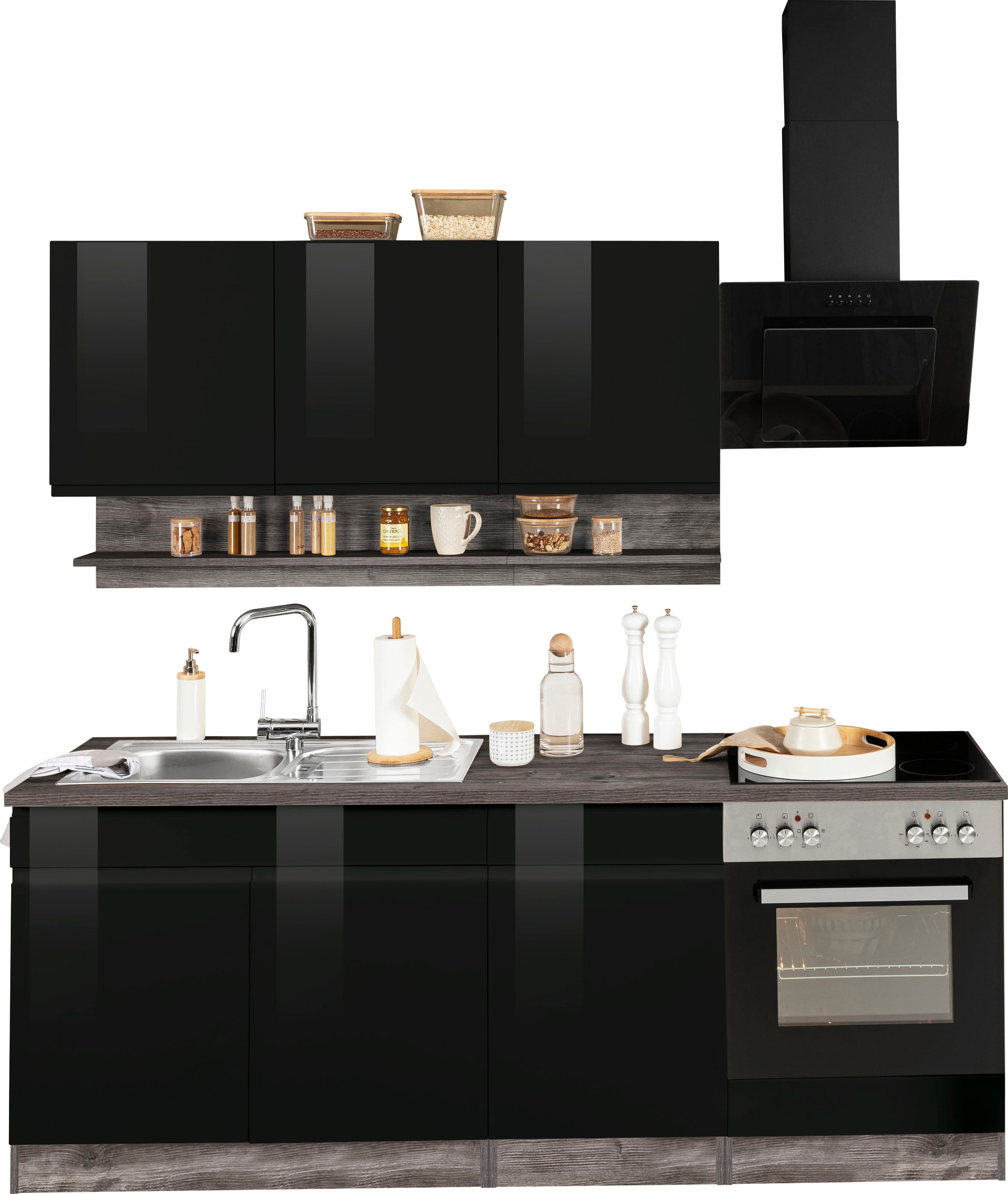 KOCHSTATION Küchenzeile "KS-Virginia" Breite 210 cm, mit oder ohne E-Geräte günstig online kaufen