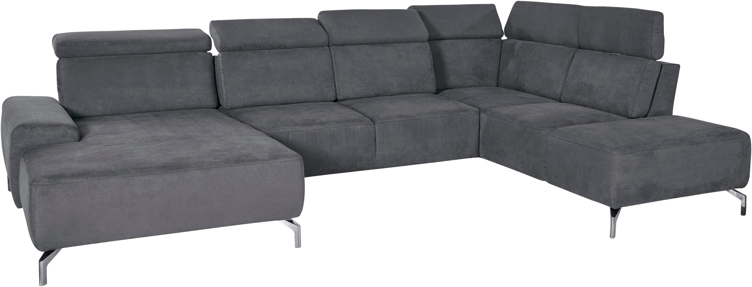 sit&more Wohnlandschaft »Gizeh U-Form«, 15 cm Fußhöhe, inklusive Sitztiefenverstellung und Kopfteilverstellung