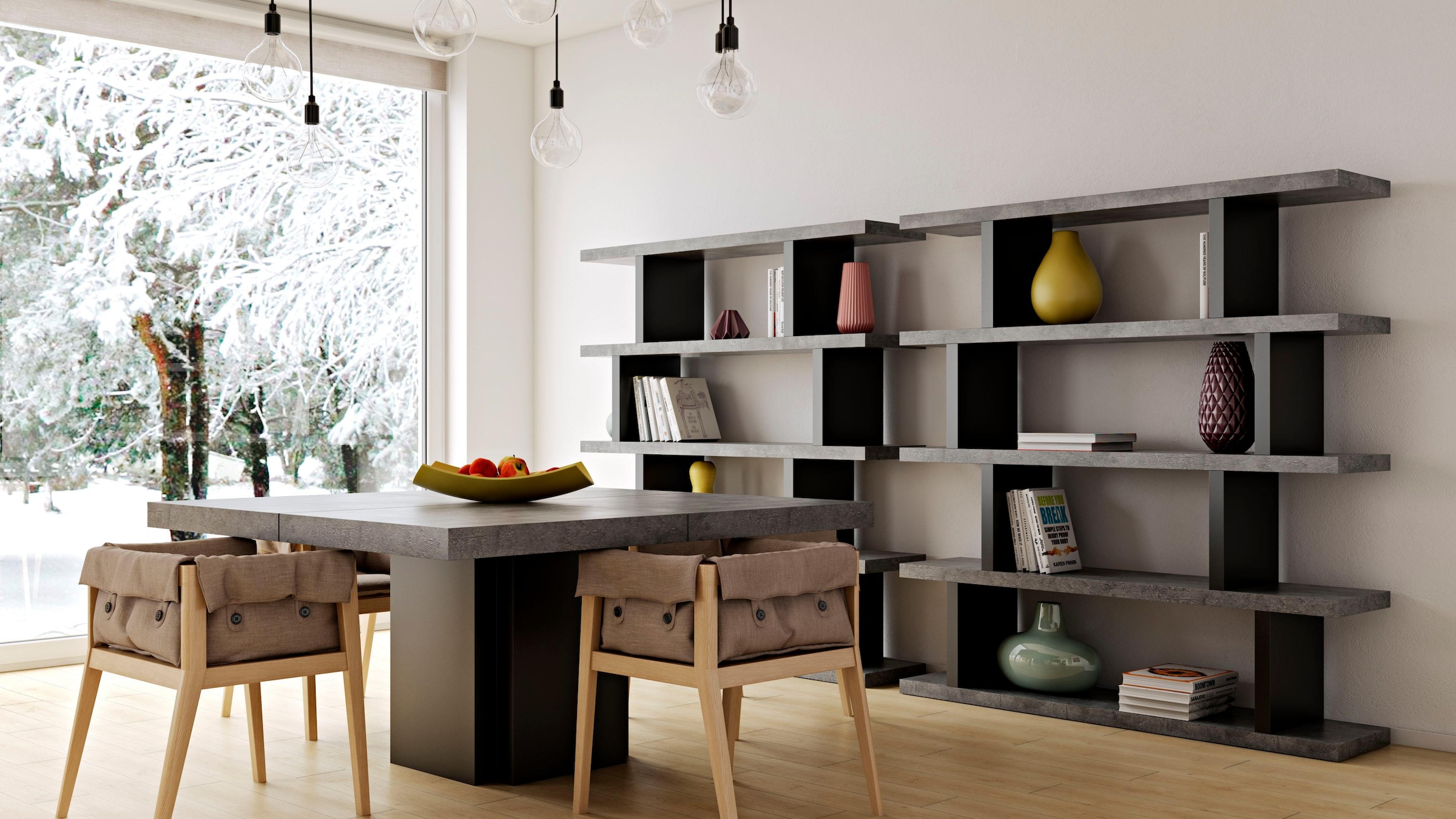 TemaHome Mehrzweckregal »Step«, in moderner Beton- und Rahmenoptik, Breite 163 cm