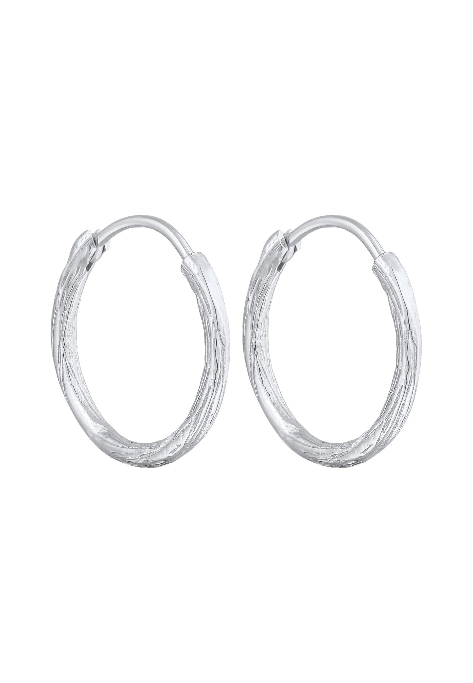 Elli Paar Creolen »Creole Casual Raues Finish 925 Silber«