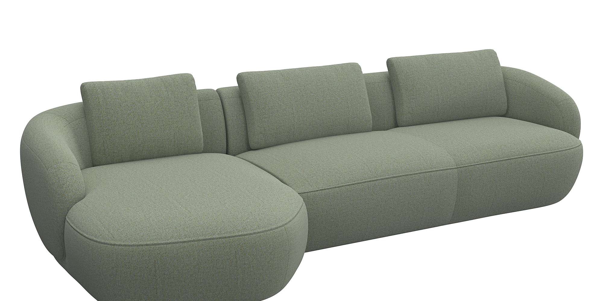 FLEXLUX Wohnlandschaft »Torino, rund, L-Form, Sofa-Ecke mit Recamiere, Longchair-Sofa«, Modernes, organisches Sofa-Design, Kaltschaum, Wellenunterfederung