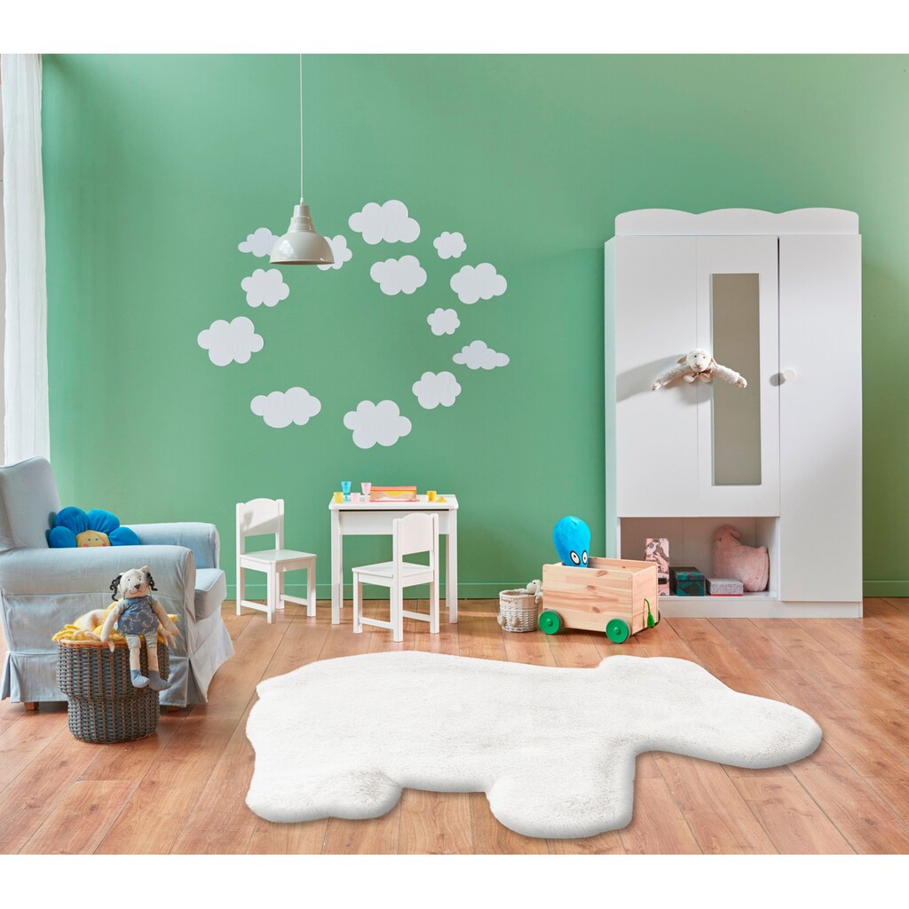 calo-deluxe Kinderteppich »Kids-350«, Motivform, Kunstfell, Motiv Nilpferd