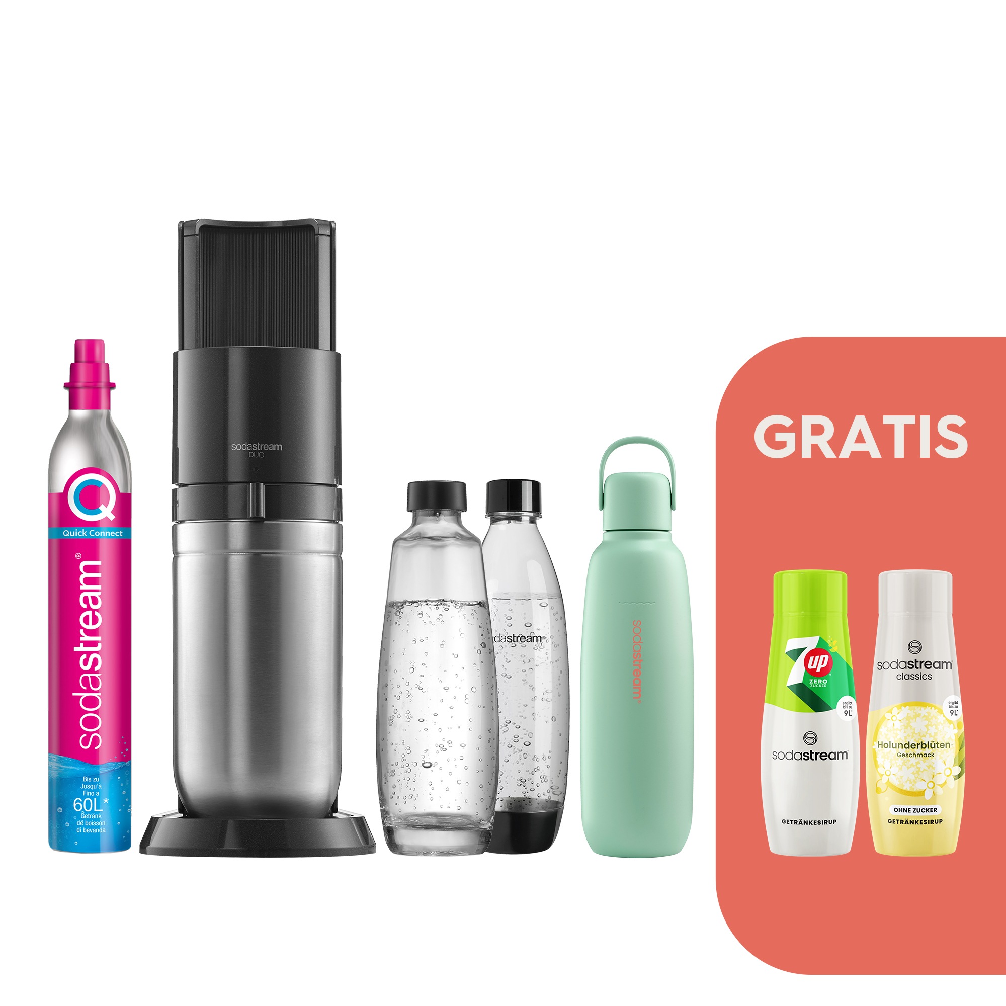 SodaStream Wassersprudler »SodaStream DUO, titan, mit 3 Flaschen, 1 CO2-Zyl günstig online kaufen