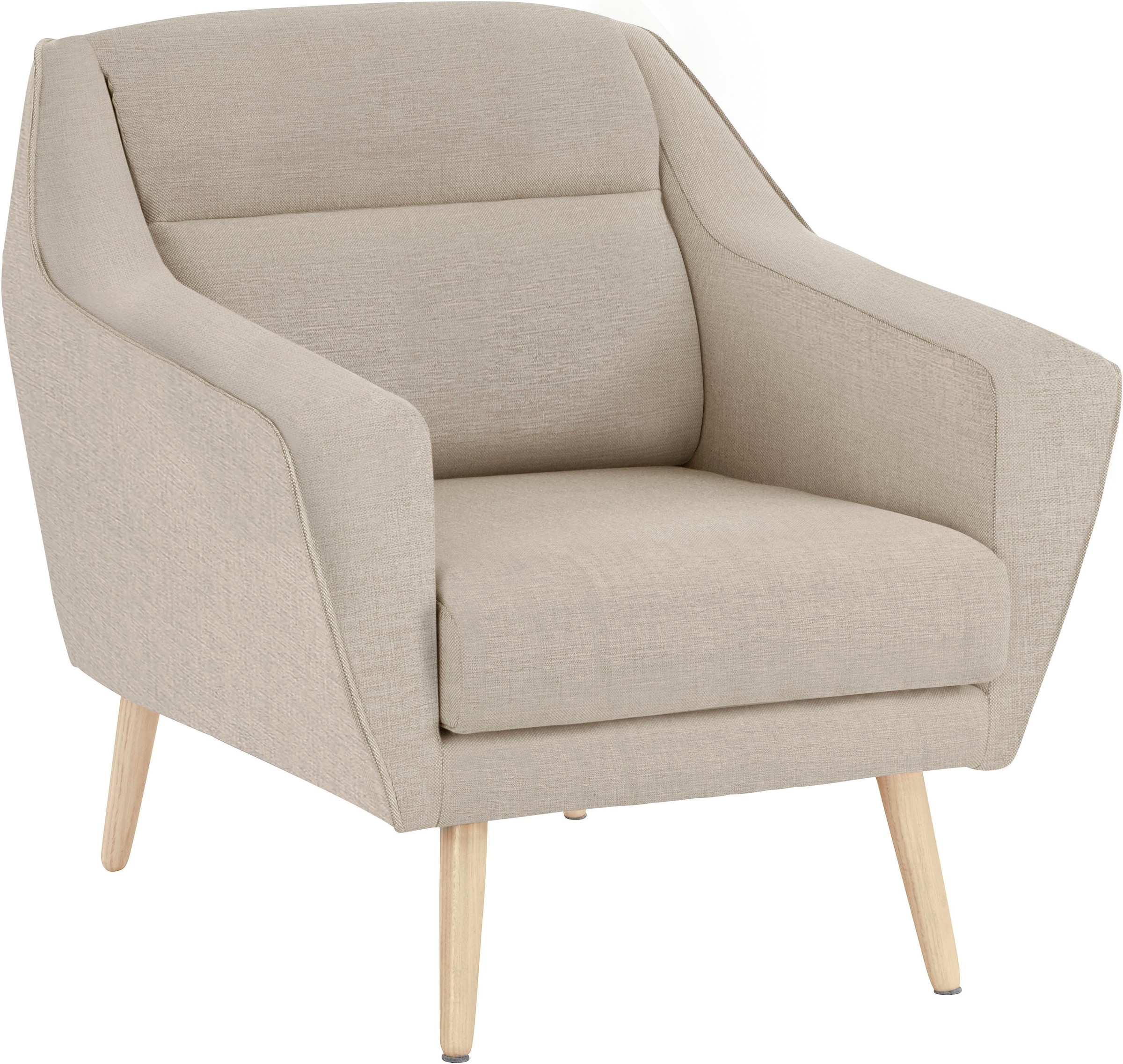 OTTO home Sessel »Bille« mit Naht im Rückenkissen und Eiche-Beinen, Design günstig online kaufen