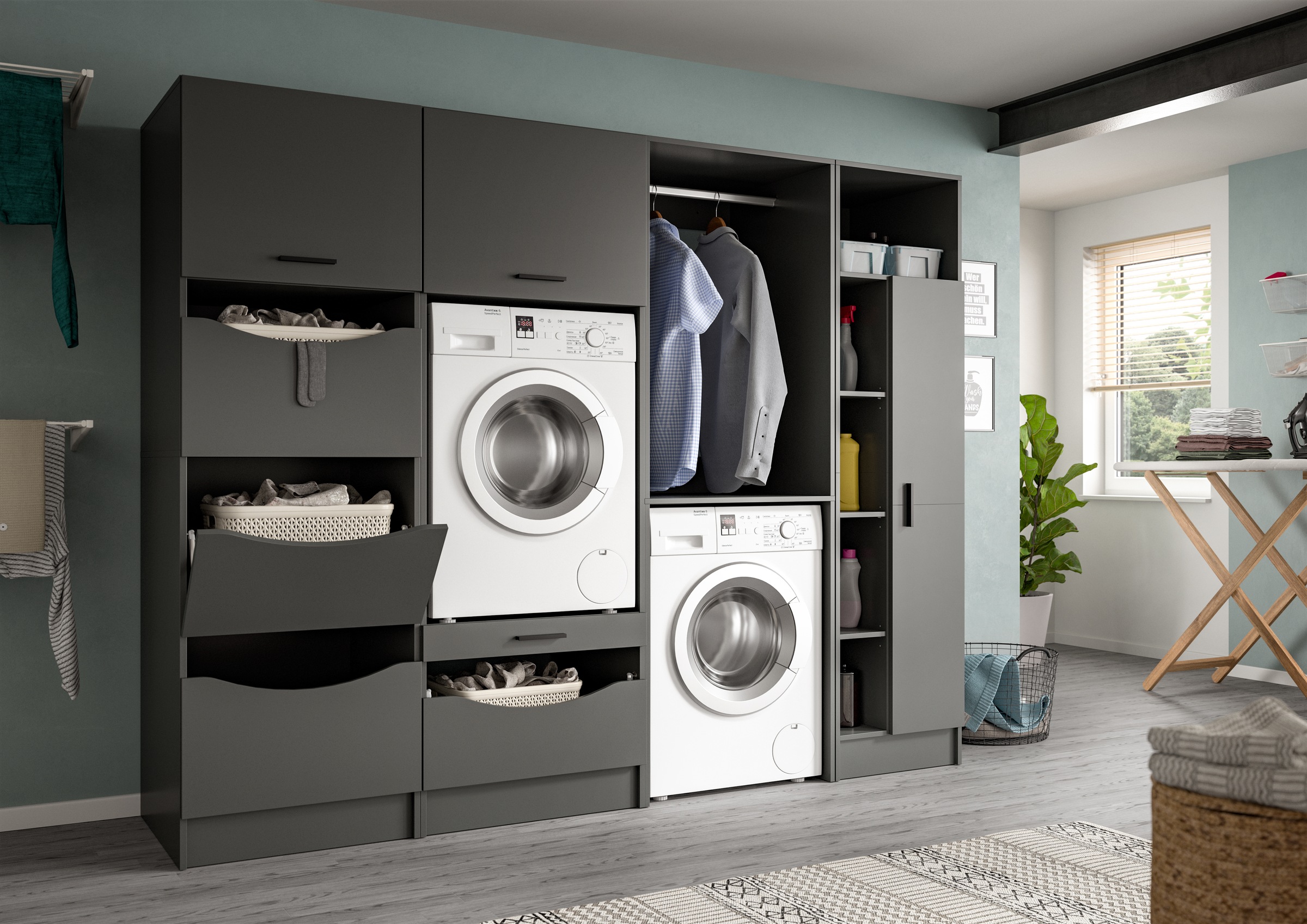 welltime Badmöbel-Set »FALAS, TOPSELLER!, 4-teilig, Hauswirtschaftsraum Set günstig online kaufen